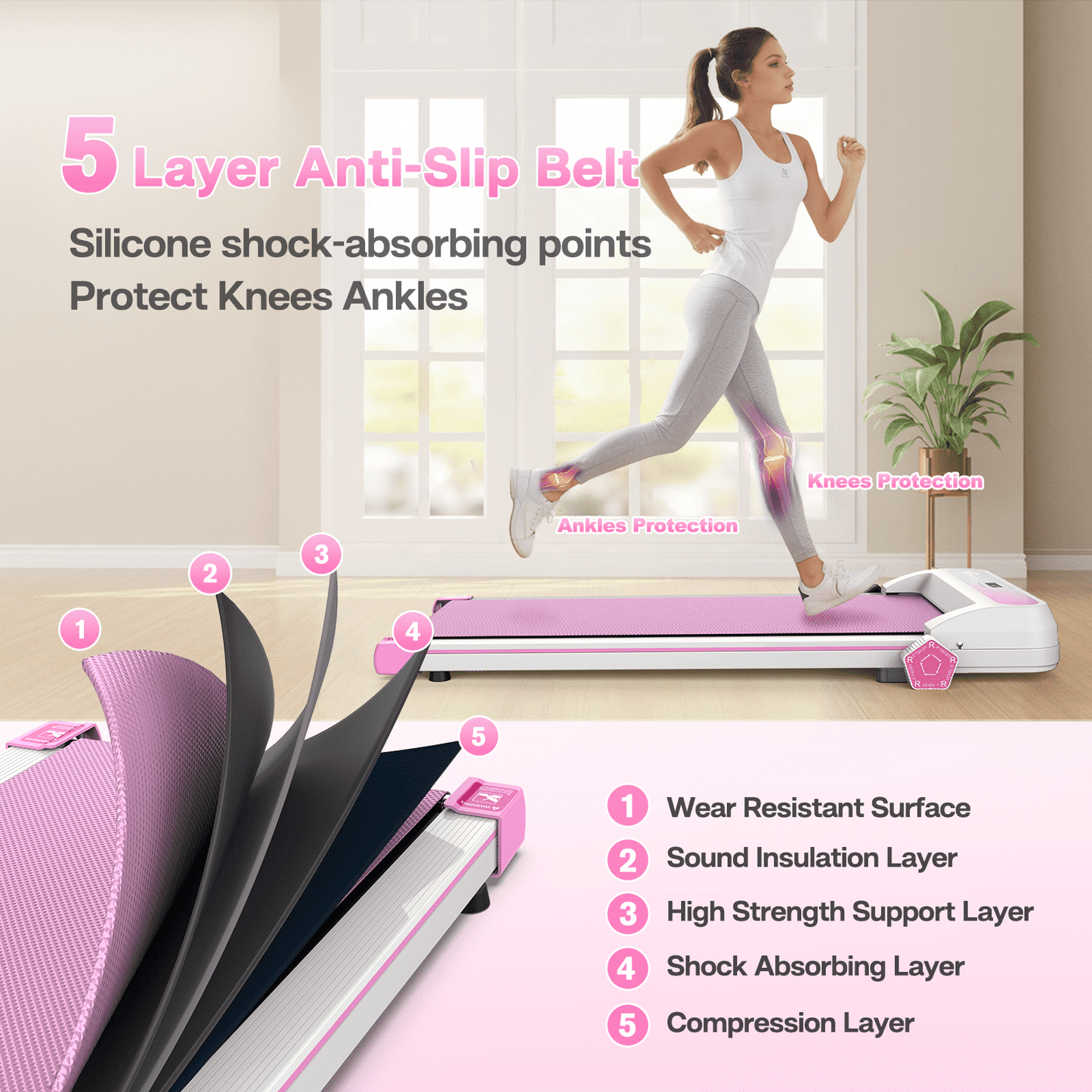 FYC Walking Pad with Incline - 4 in 1 Under Desk Treadmill for Home Portable Lightweight Compact Running Machine Walking Jogging for Home Office