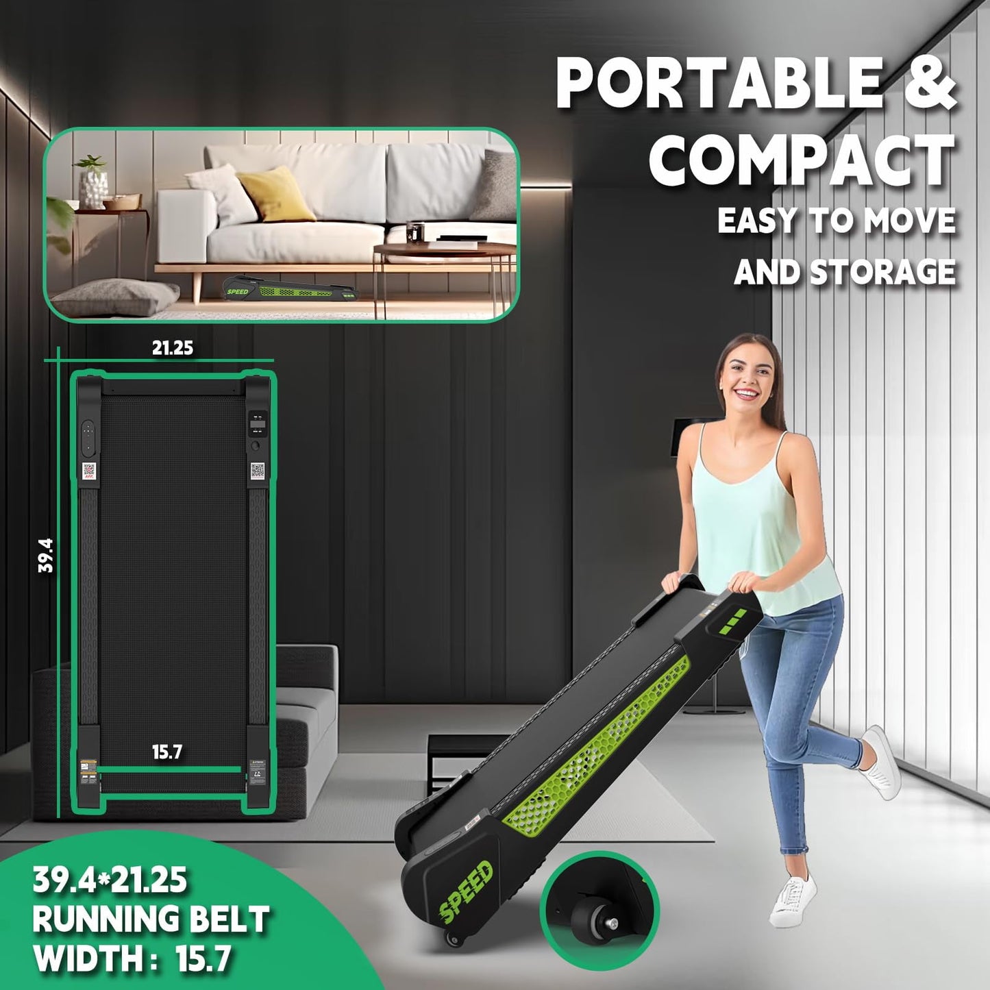 FYC Walking Pad with Incline - 4 in 1 Under Desk Treadmill for Home Portable Lightweight Compact Running Machine Walking Jogging for Home Office