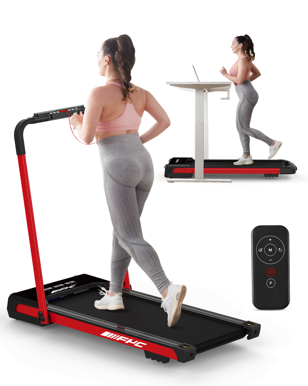 FYC Walking Pad with Incline - 4 in 1 Under Desk Treadmill for Home Portable Lightweight Compact Running Machine Walking Jogging for Home Office