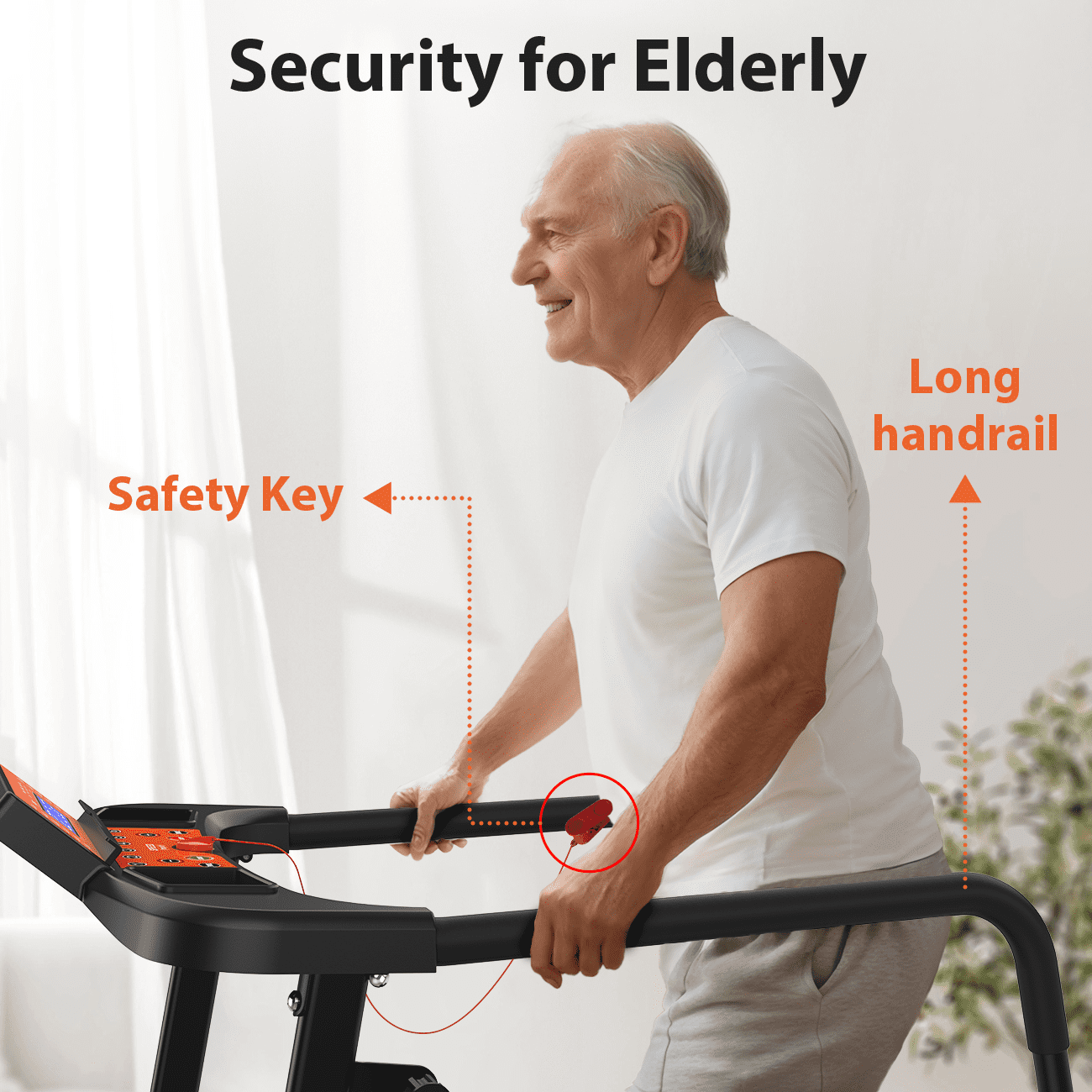 FYC Foldable Treadmill for Senior, 2 in 1 Folding Exercise Treadmill with Long Handrail, 300 lbs Capacity 0.5-6 MPH