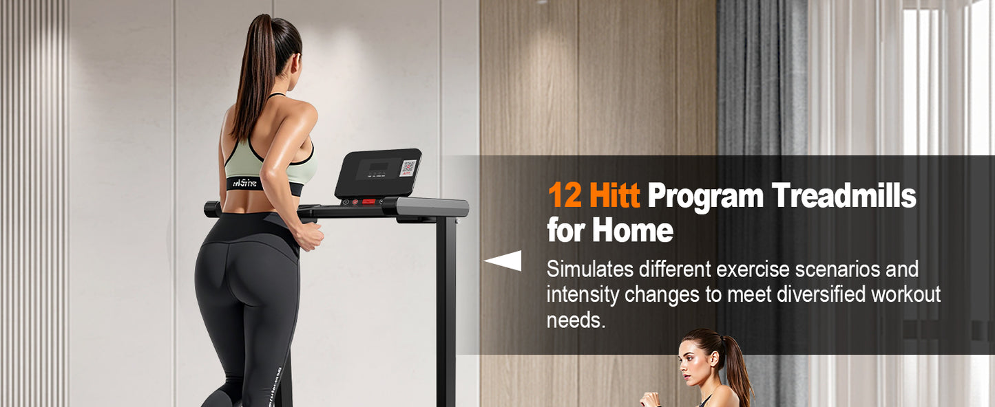 FYC Folding Treadmill with Handles, Treadmills for Home Small Spaces, 2.5HP Foldable Treadmills with LED Display, 300 LBS Capacity, Walking Pad Treadmill with Handle Bar