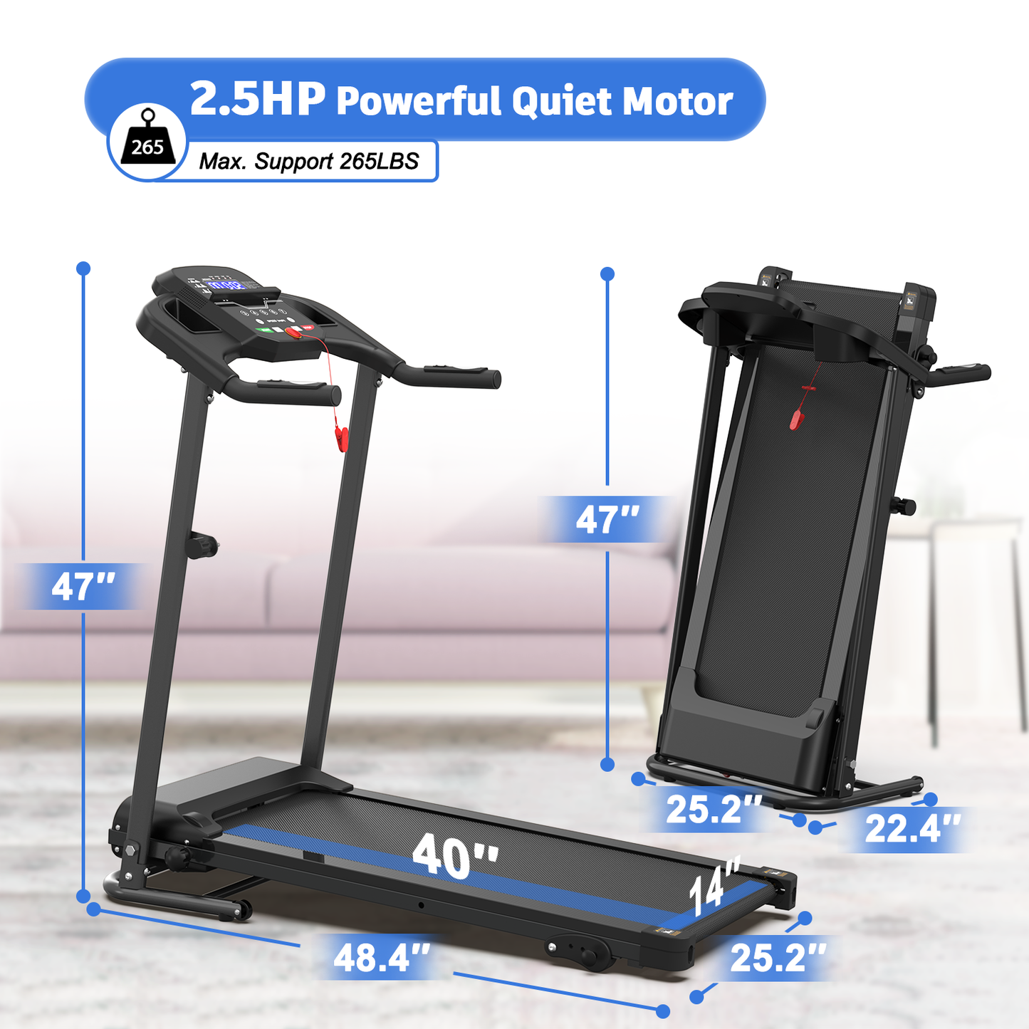 FYC Folding Treadmill for Small Apartment, Easily Install Space Save (JK106)