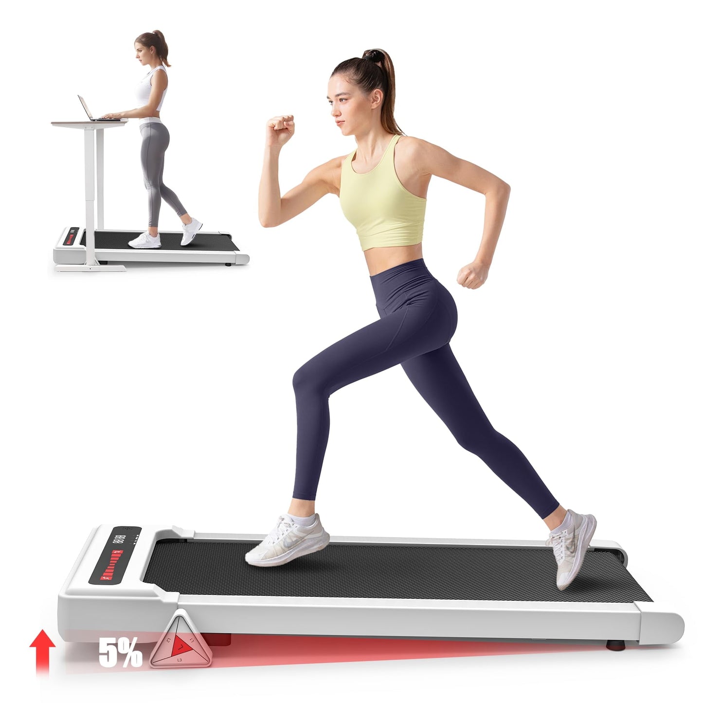 FYC Walking Pad with Incline - 4 in 1 Under Desk Treadmill for Home Portable Lightweight Compact Running Machine Walking Jogging for Home Office