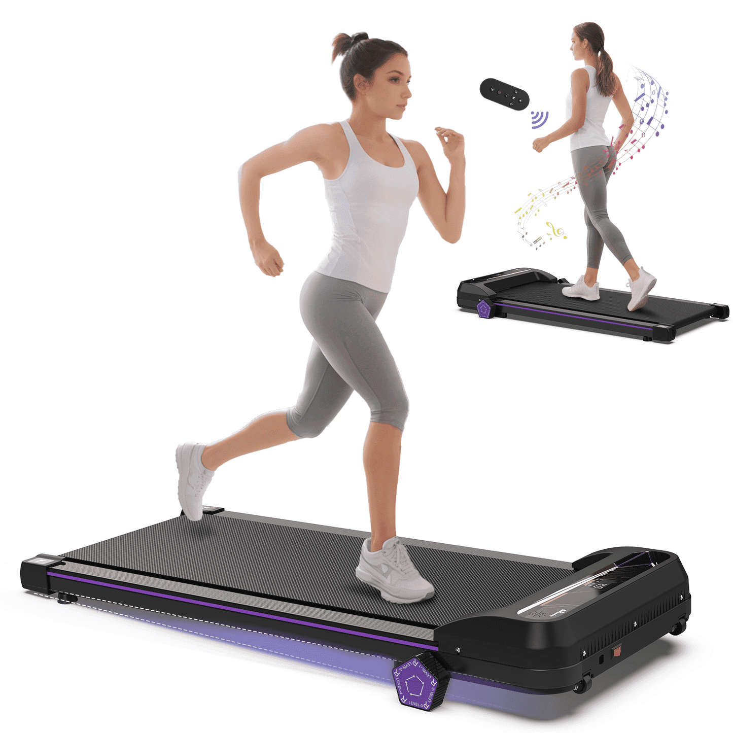 FYC Walking Pad with Incline - 4 in 1 Under Desk Treadmill for Home Portable Lightweight Compact Running Machine Walking Jogging for Home Office