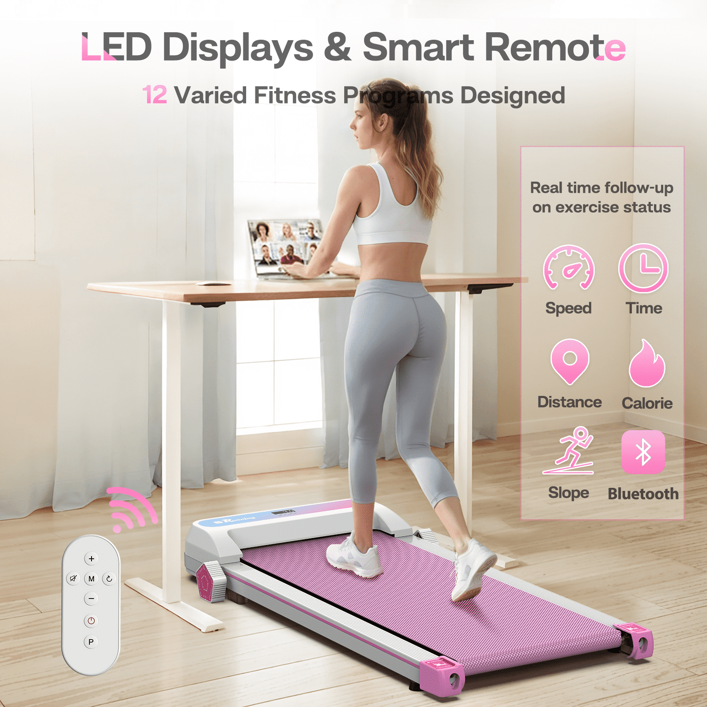 FYC Walking Pad with Incline - 4 in 1 Under Desk Treadmill for Home Portable Lightweight Compact Running Machine Walking Jogging for Home Office