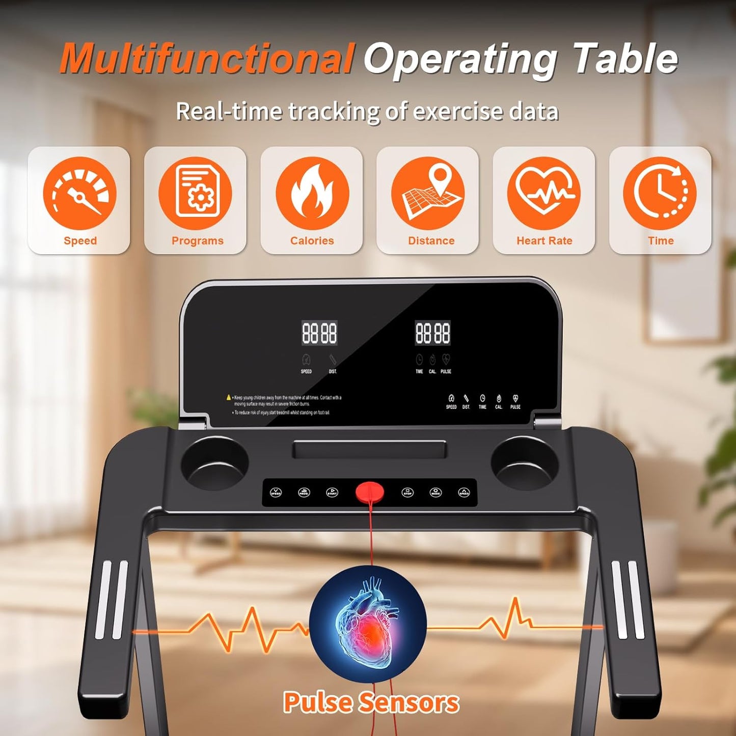 Foldable Treadmill with Handles Treadmills for Home Small Spaces 2.5HP Folding Treadmills Walking Pad Treadmill with Handle Bar Quiet Walking Machine, 300LBS Capacity, Portable Small Home Gym (Black)