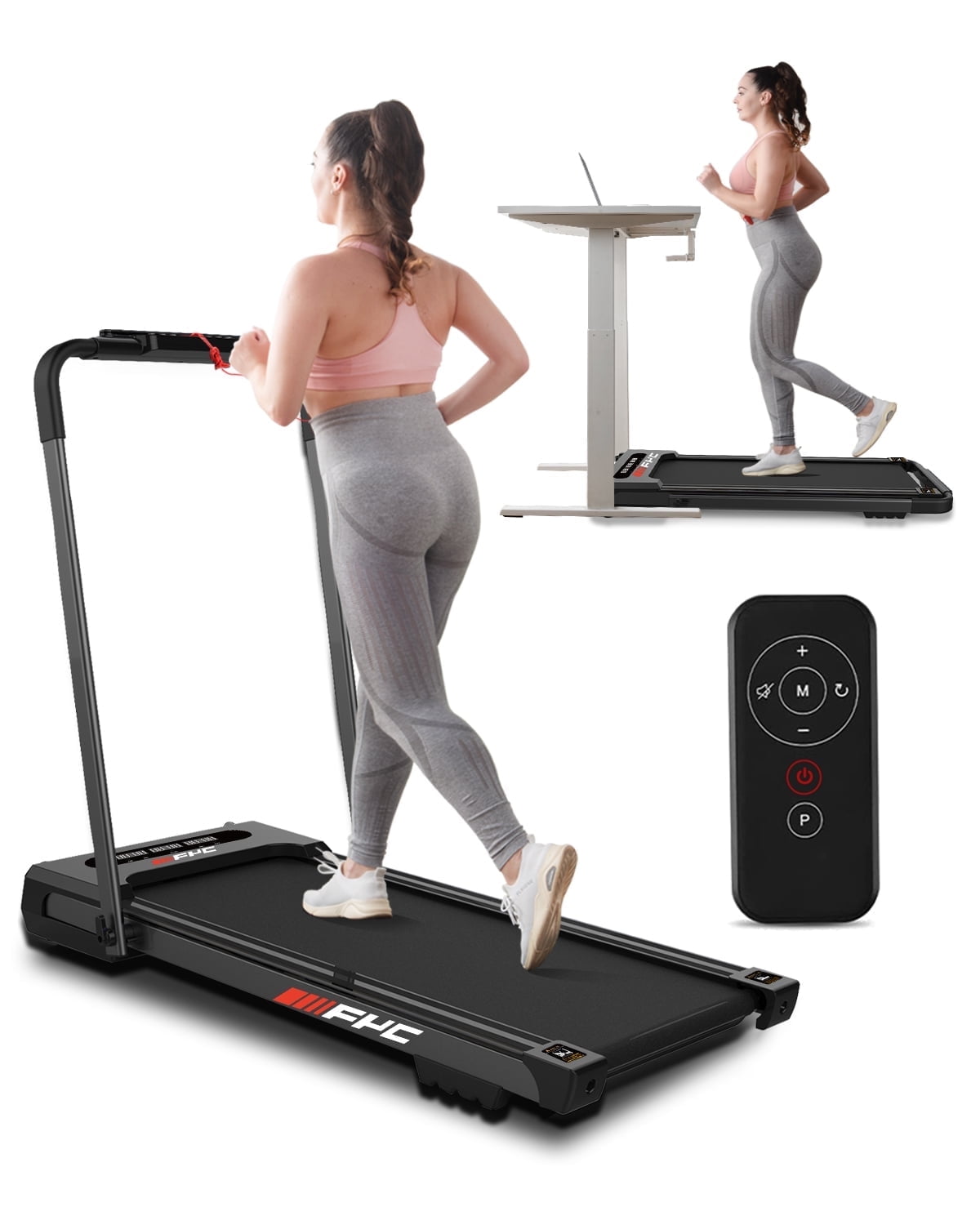 FYC Walking Pad with Incline - 4 in 1 Under Desk Treadmill for Home Portable Lightweight Compact Running Machine Walking Jogging for Home Office