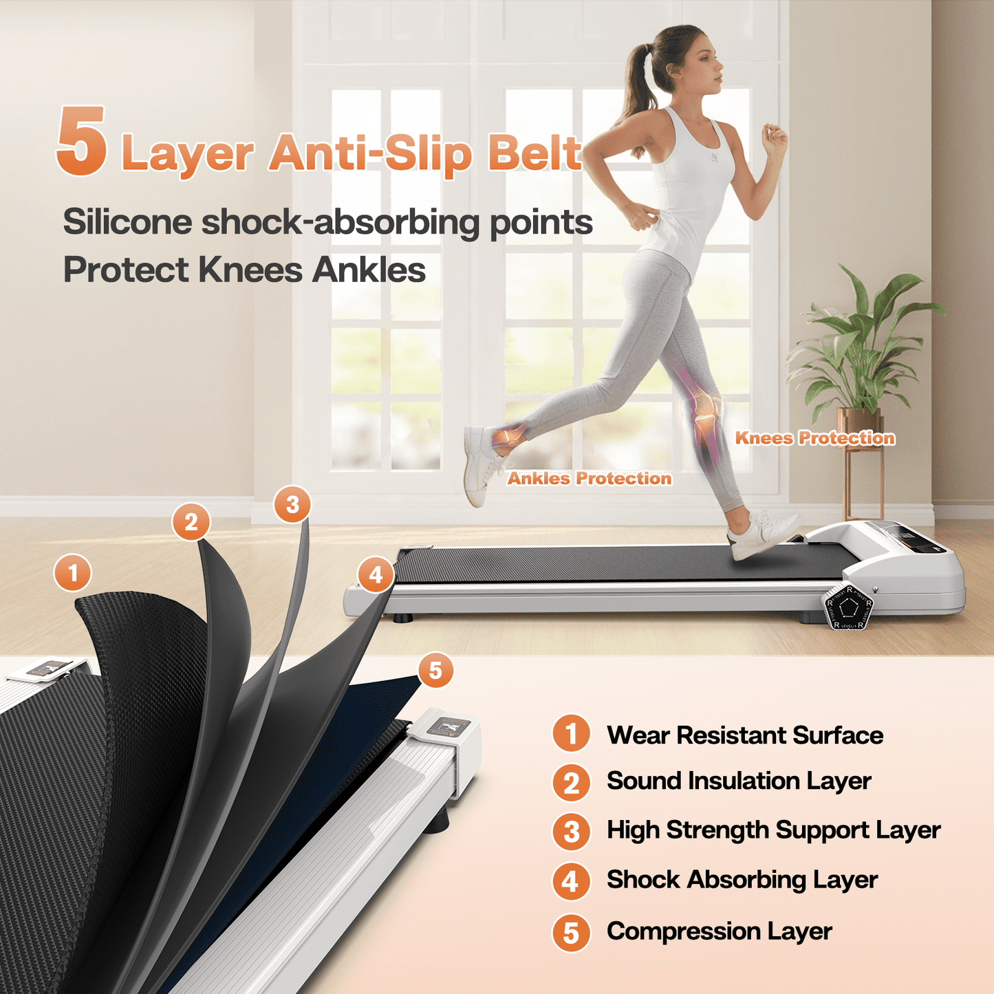 FYC Walking Pad with Incline - 4 in 1 Under Desk Treadmill for Home Portable Lightweight Compact Running Machine Walking Jogging for Home Office