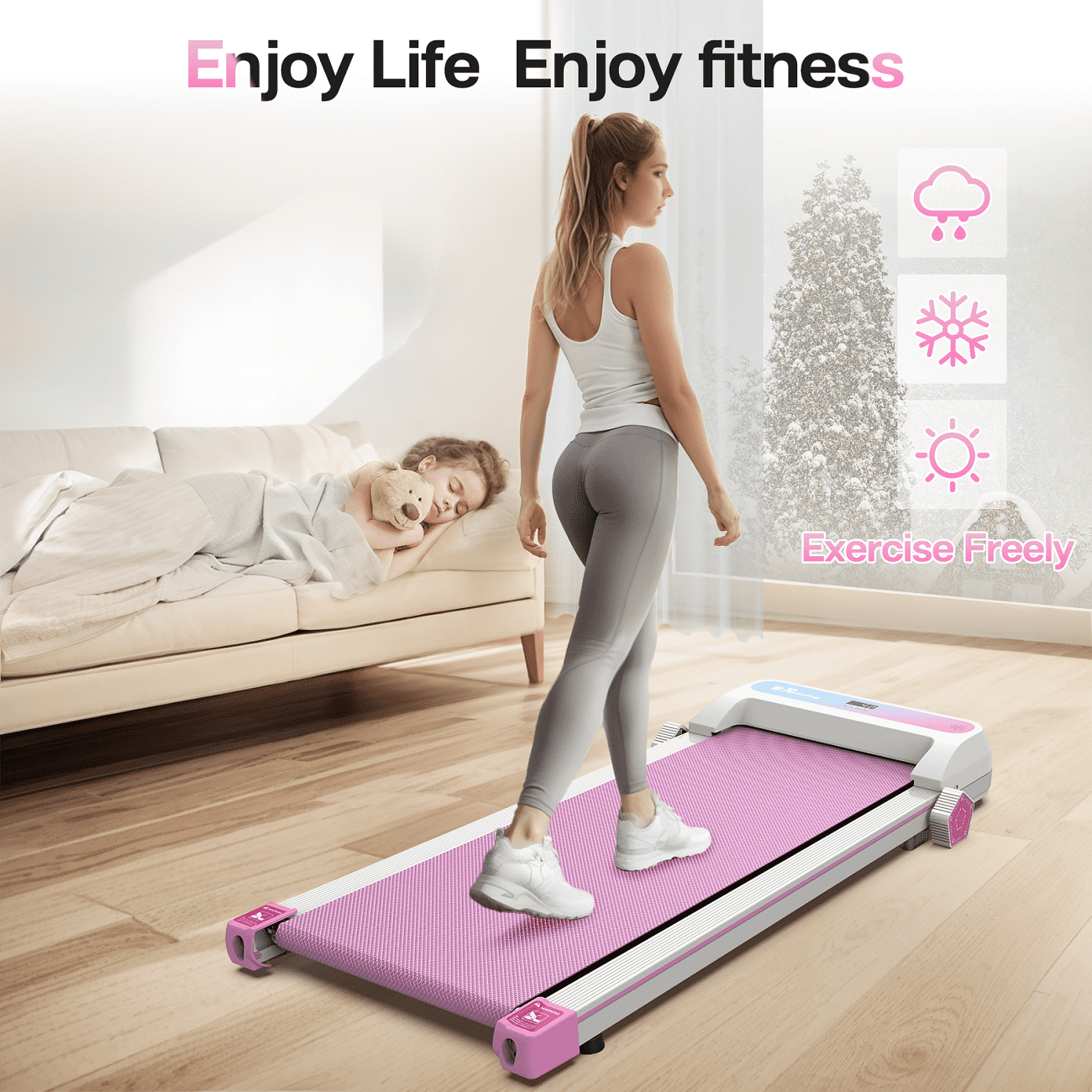 FYC Walking Pad with Incline - 4 in 1 Under Desk Treadmill for Home Portable Lightweight Compact Running Machine Walking Jogging for Home Office