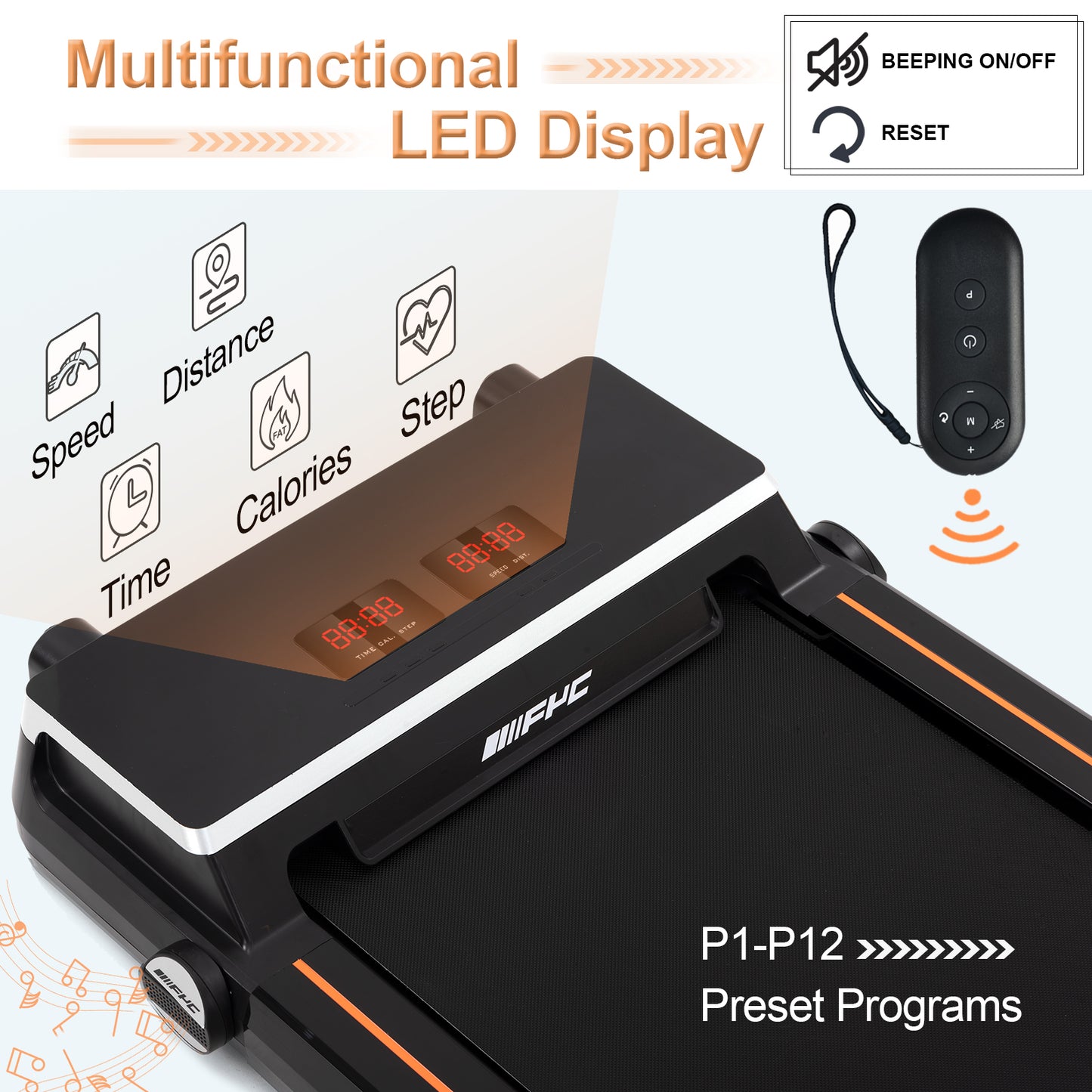 Cinta de correr para debajo del escritorio FYC Cinta de correr delgada de 2,5 HP con aplicación/Bluetooth (JK30F-9)
