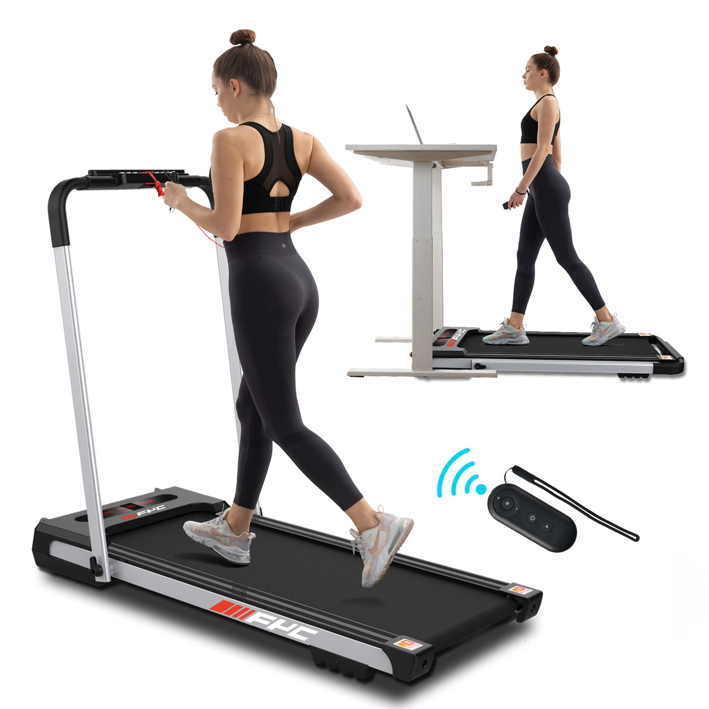 FYC 2 in 1 Under Desk Treadmill - 2.5 HP Folding Treadmill for Home (JK31-8-Black)