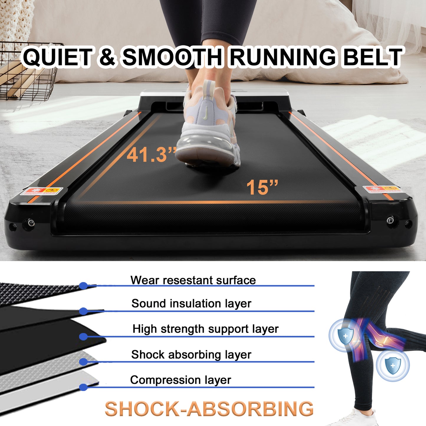 Cinta de correr para debajo del escritorio FYC Cinta de correr delgada de 2,5 HP con aplicación/Bluetooth (JK30F-9)