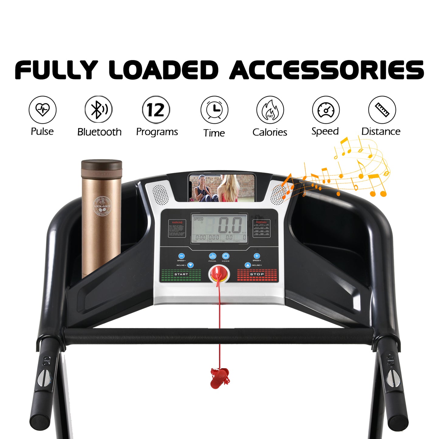 FYC Folding Treadmill with Auto Incline - 3.5HP 330LBS Weight Capacity Foldable E with Bluetooth (JK8801F)