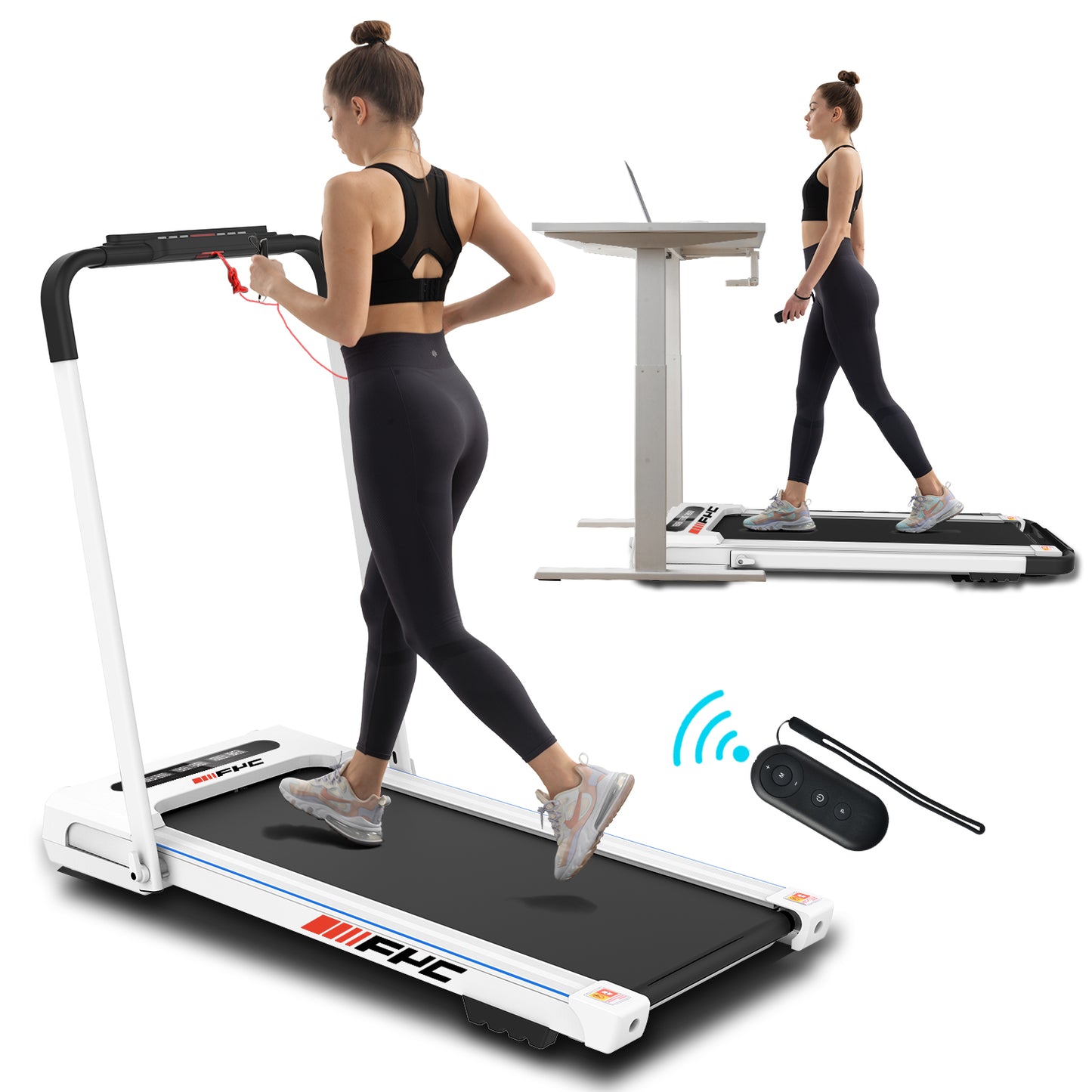 FYC 2 in 1 Under Desk Treadmill - 2.5 HP Folding Treadmill for Home (JK31-8-Black)