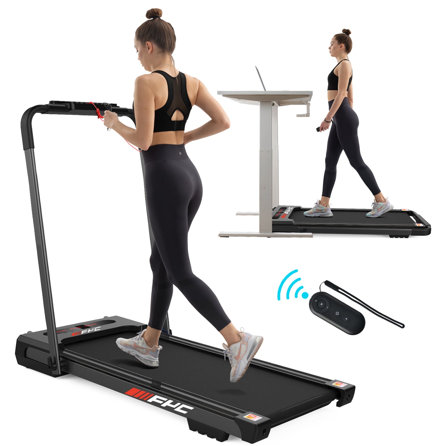 FYC 2 in 1 Under Desk Treadmill - 2.5 HP Folding Treadmill for Home (JK31-8-Black)