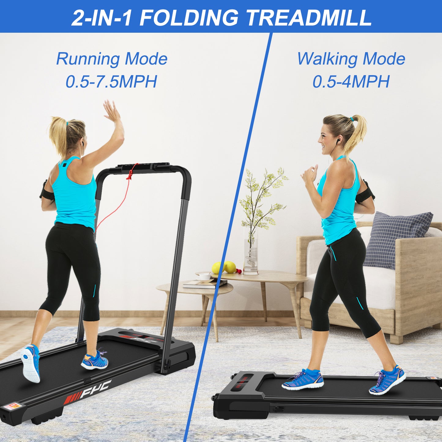 FYC 2 in 1 Under Desk Treadmill - 2.5 HP Folding Treadmill for Home (JK31-8-Black)