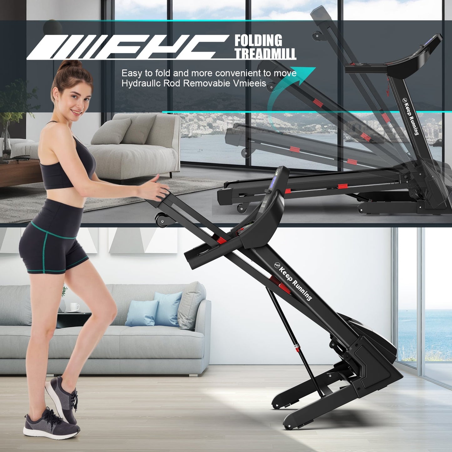 FYC 400lb Capacity 3.5 HP Treadmill with 15% Auto Incline for Home - Heavy Duty Foldable Treadmill with APP/Bluetooth - 18 Inch Wide Belt Folding Treadmill