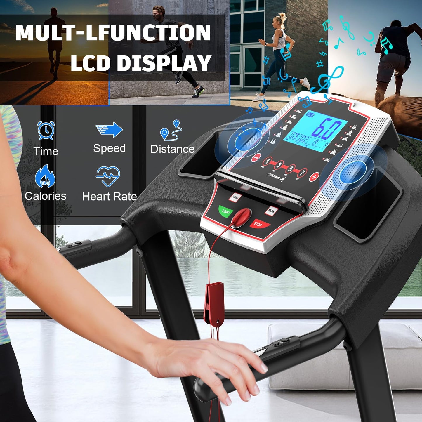 FYC 400LBS Capacity 3.5 HP Treadmill with 15% Auto Incline for Home- Heavy Duty Treadmill Foldable with APP/Bluetooth - 18 Inch Wide Belt, Folding Treadmill for Home Gym Walking Running Exercise