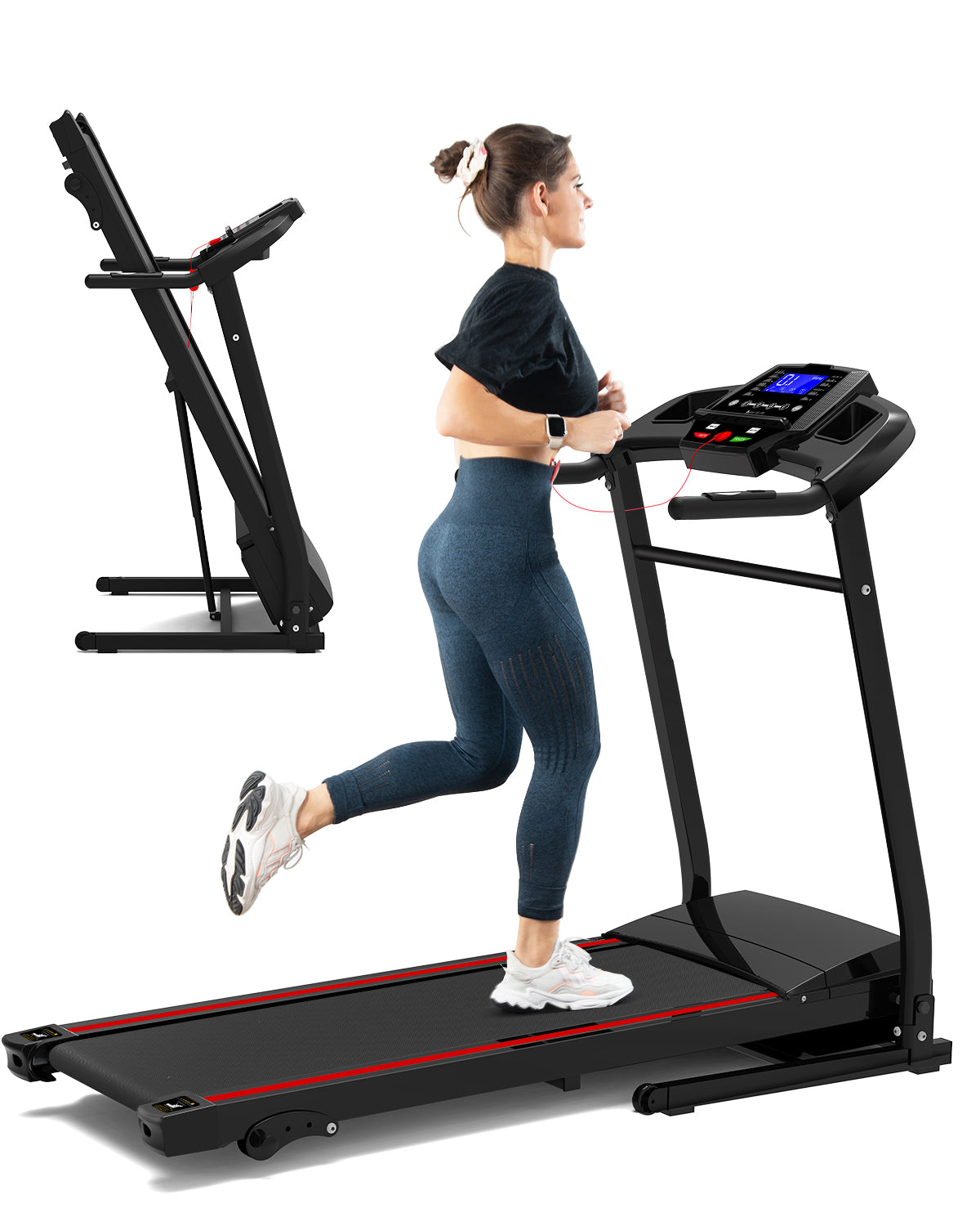 FYC Folding Treadmill with Incline - 330 LBS Weight 3.5HP Foldable Electric Machine with Bluetooth (JK370A)