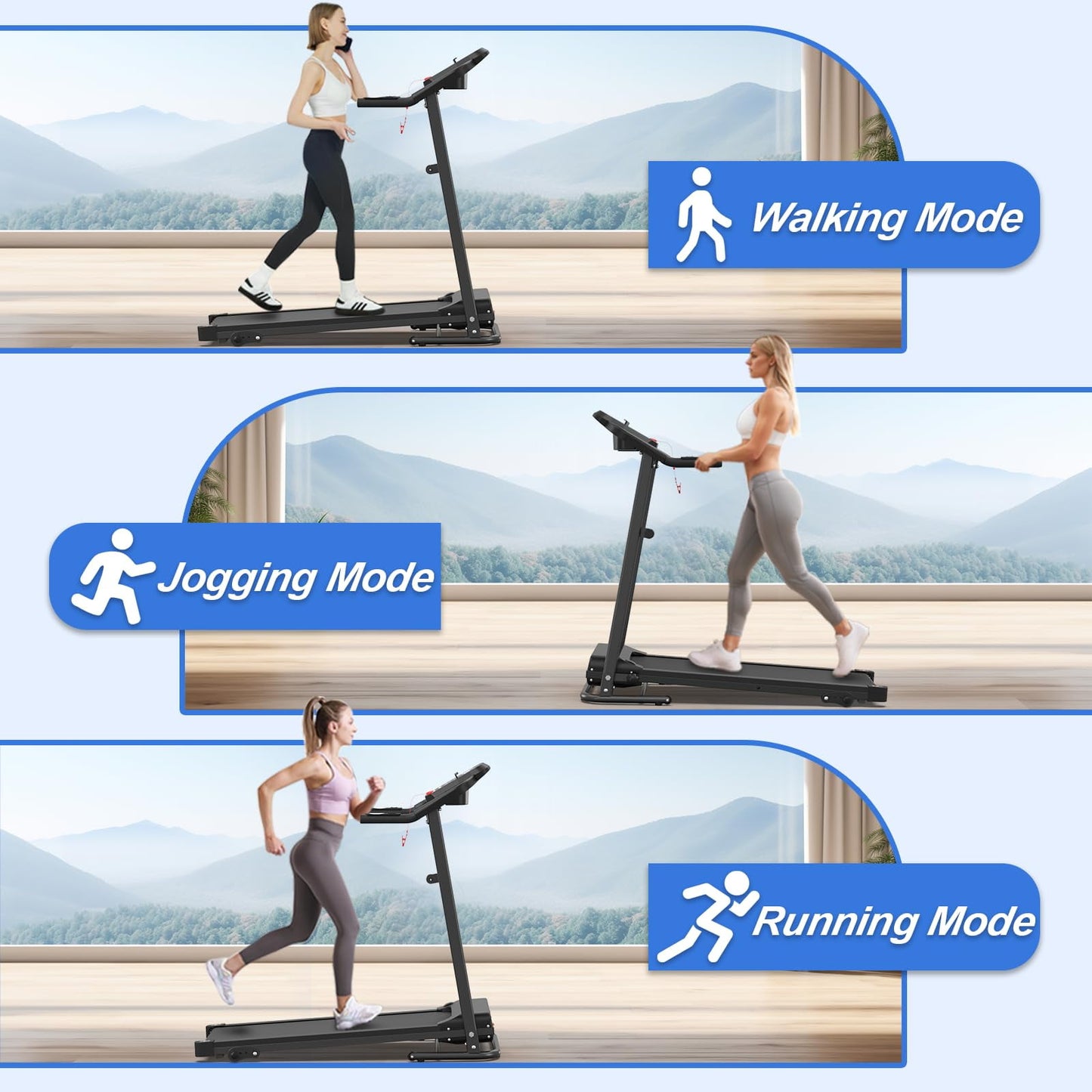 FYC Foldable Electric Treadmill for Home, 2.5HP Quiet 7.5 MPH with Heart Rate Sensor and LCD Display