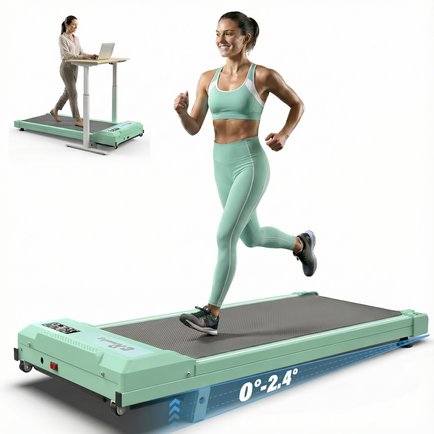FYC Walking Pad Treadmill with Incline - 4 in 1 Under Desk Home Portable Compact Machine