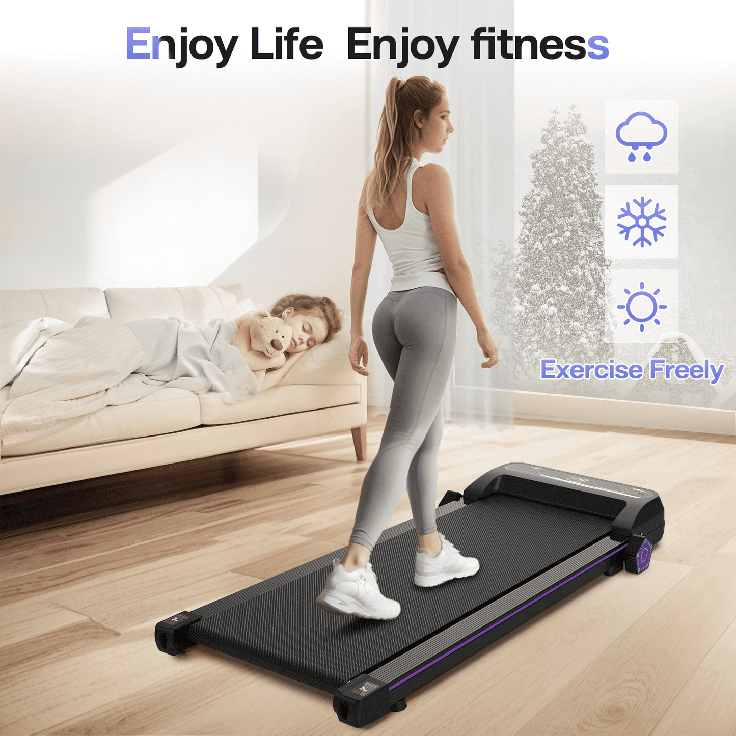 FYC Walking Pad Treadmill with Incline - 4 in 1 Under Desk Home Portable Compact Machine