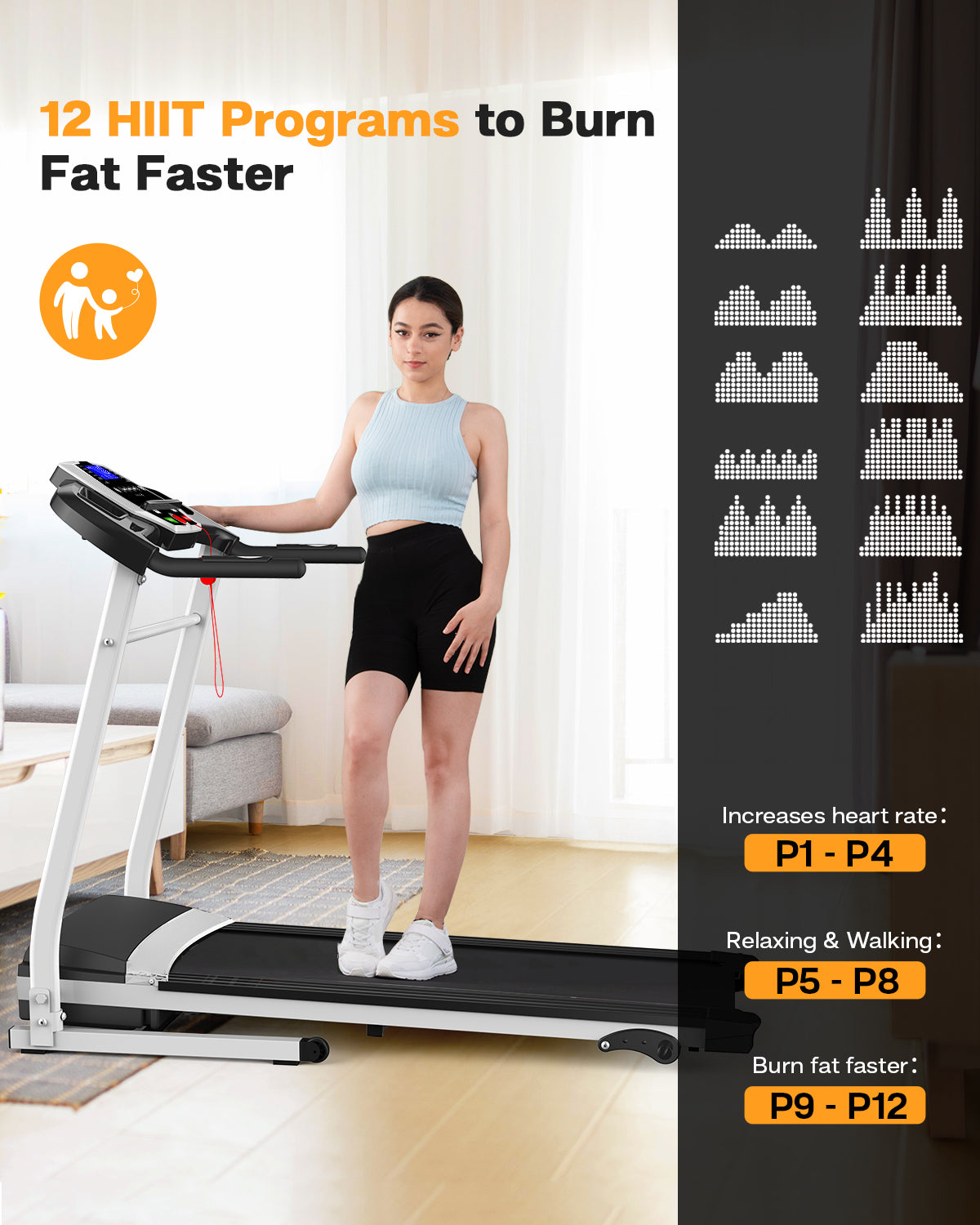 FYC Folding Treadmill with Incline - 330 LBS Weight 3.5HP Foldable Electric Machine with Bluetooth (JK370A)