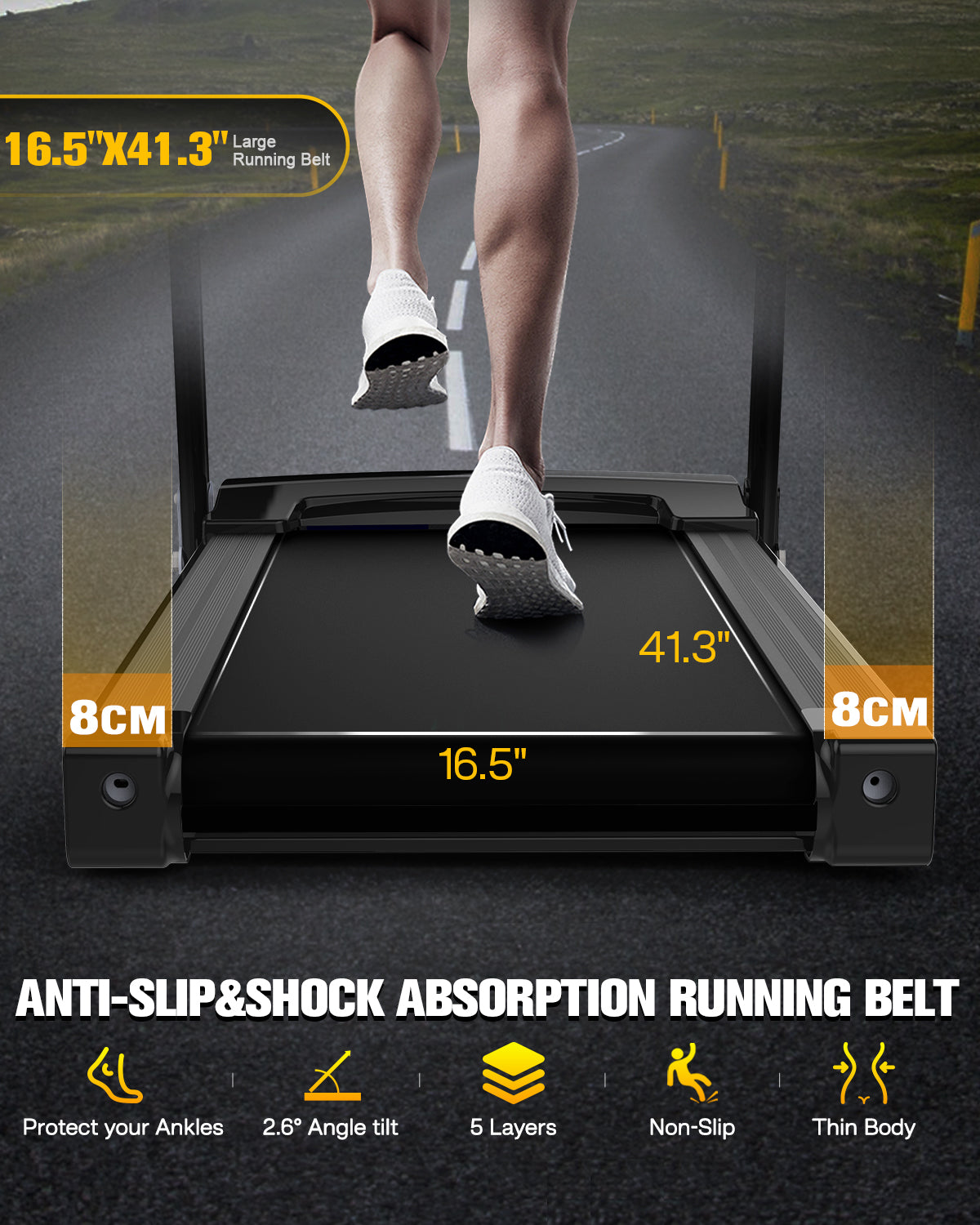 FYC Folding Treadmill for Home with Incline 330lb Weight Capacity 3.5HP Portable Electric Treadmill (JK8806-4A)
