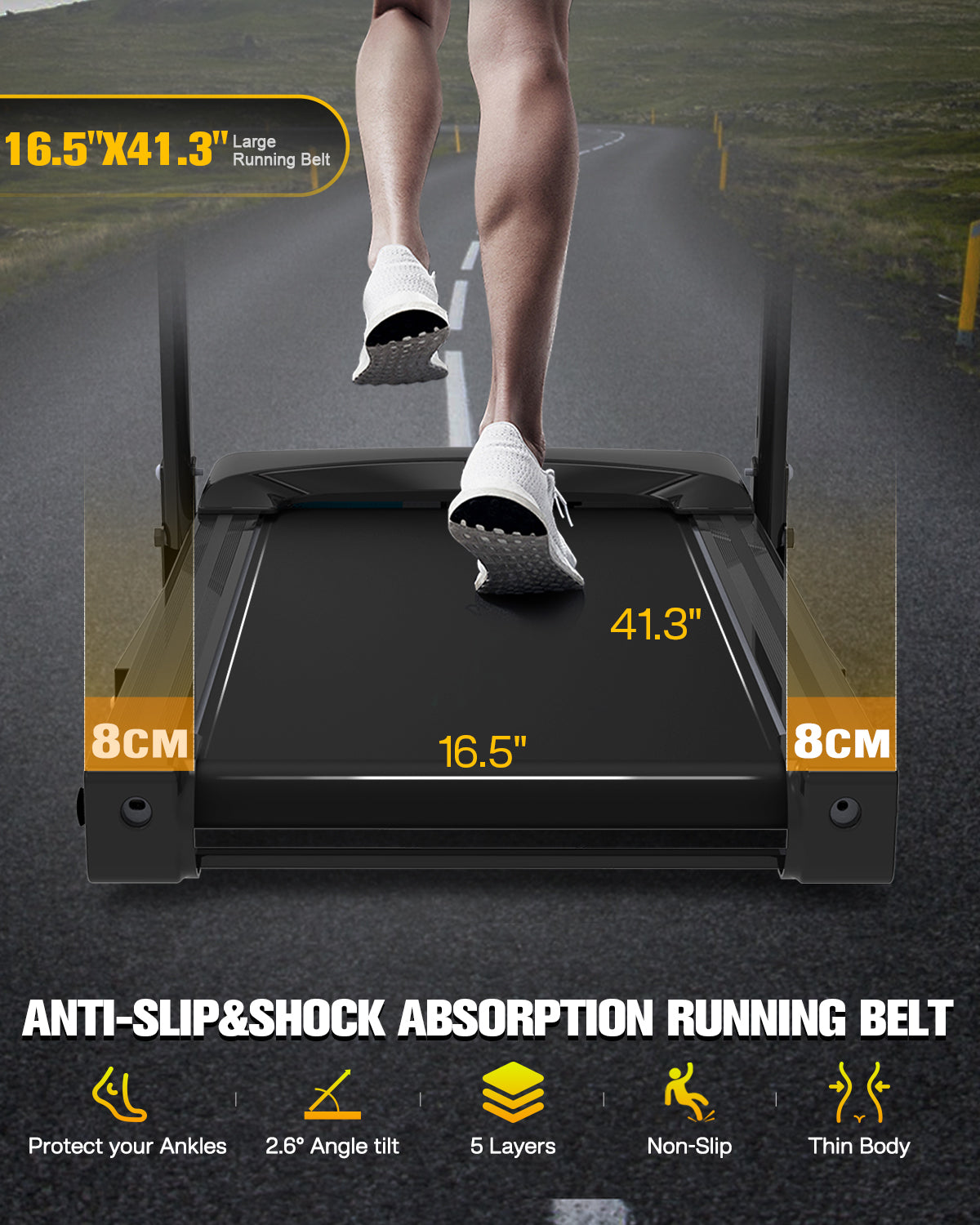 FYC 330lb Weight Capacity 3.5HP Folding Treadmill for Home with Incline Portable Electric Treadmill