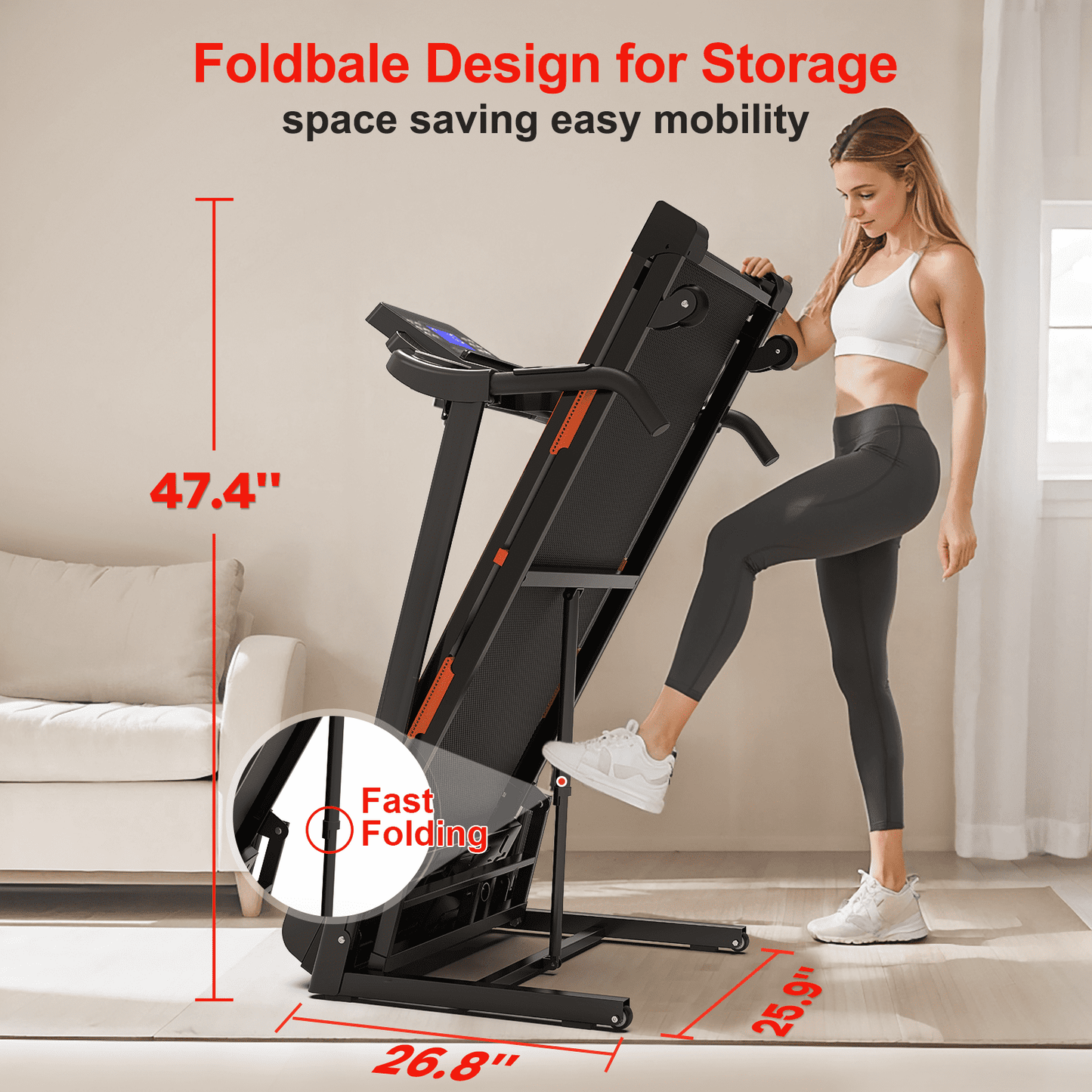 FYC 400LBS Capacity 3.5 HP Treadmill with 15% Auto Incline for Home- Heavy Duty Treadmill Foldable with APP/Bluetooth - 18 Inch Wide Belt, Folding Treadmill for Home Gym Walking Running Exercise