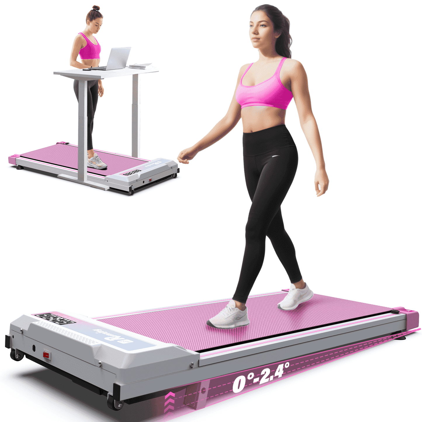 FYC Walking Pad Treadmill with Incline - 4 in 1 Under Desk Home Portable Compact Machine