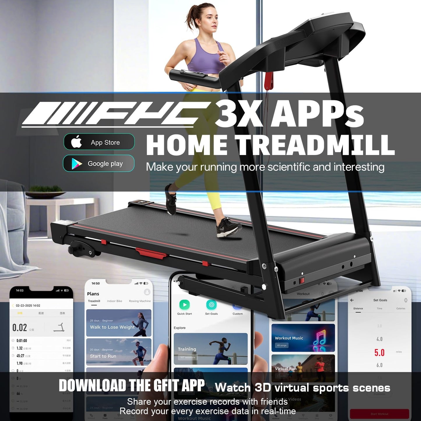 FYC 400LBS Capacity 3.5 HP Treadmill with 15% Auto Incline for Home- Heavy Duty Treadmill Foldable with APP/Bluetooth - 18 Inch Wide Belt, Folding Treadmill for Home Gym Walking Running Exercise