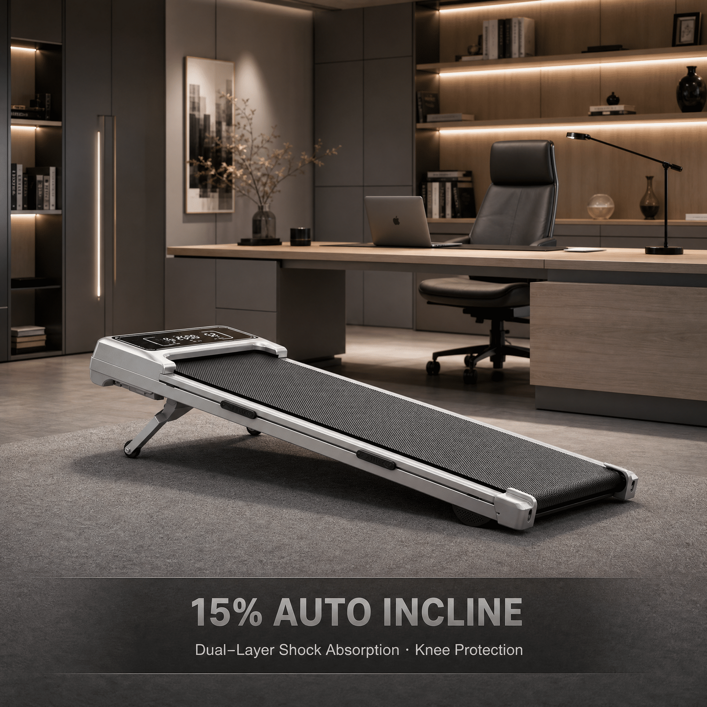 FYC Walking Pad Treadmill with 15% Auto Incline, 350 lbs Capacity 3.5HP Ultra Quiet Brushless Motor, 0.5-6MPH Speed, Bluetooth Speaker & APP, Under Desk Treadmill for Home Office Hiking