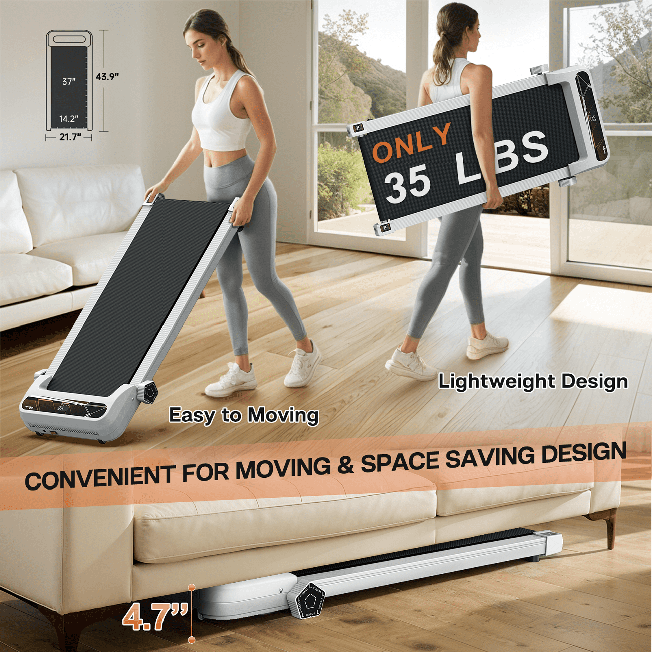 FYC Walking Pad with Incline - 4 in 1 Under Desk Treadmill for Home Portable Lightweight Compact Running Machine Walking Jogging for Home Office