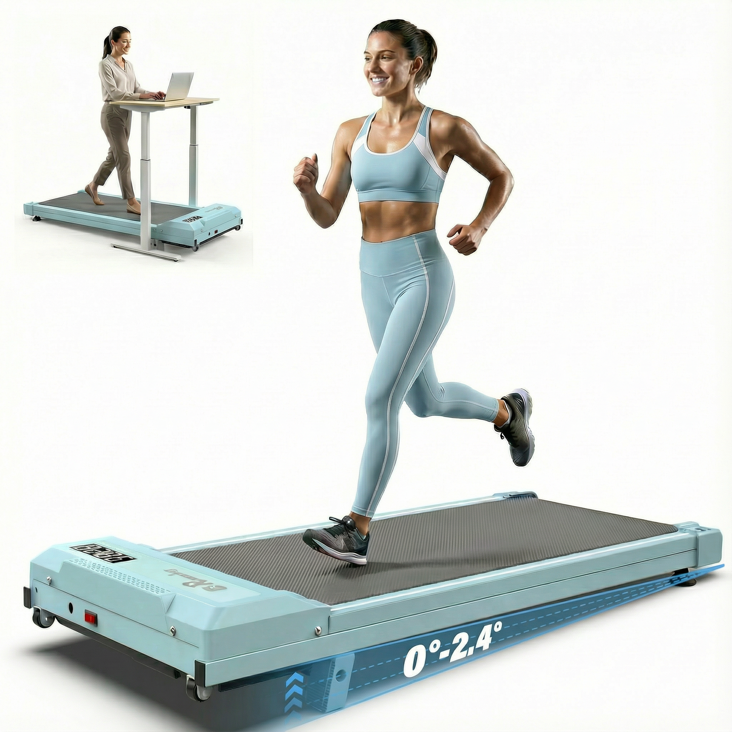 FYC Walking Pad Treadmill with Incline - 4 in 1 Under Desk Home Portable Compact Machine