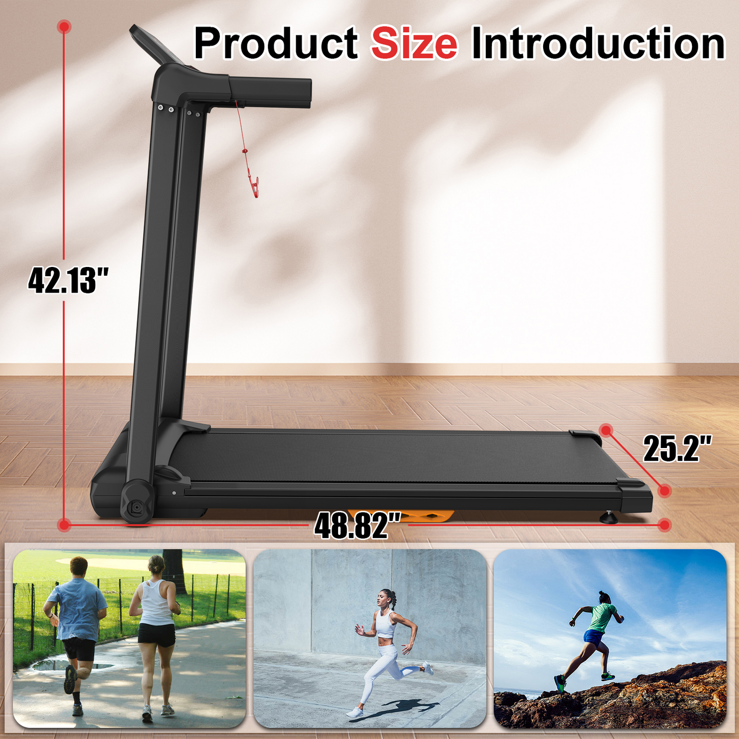 Walking Mat Treadmills Portable for Home & Office LED Display, 265 LB Capacity, Space-Saving Compact Walking Jogging Running Machine