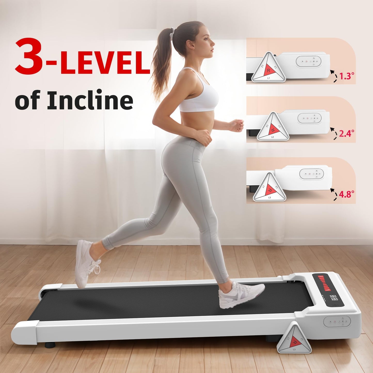 FYC Walking Pad with Incline - 4 in 1 Under Desk Treadmill for Home Portable Lightweight Compact Running Machine Walking Jogging for Home Office