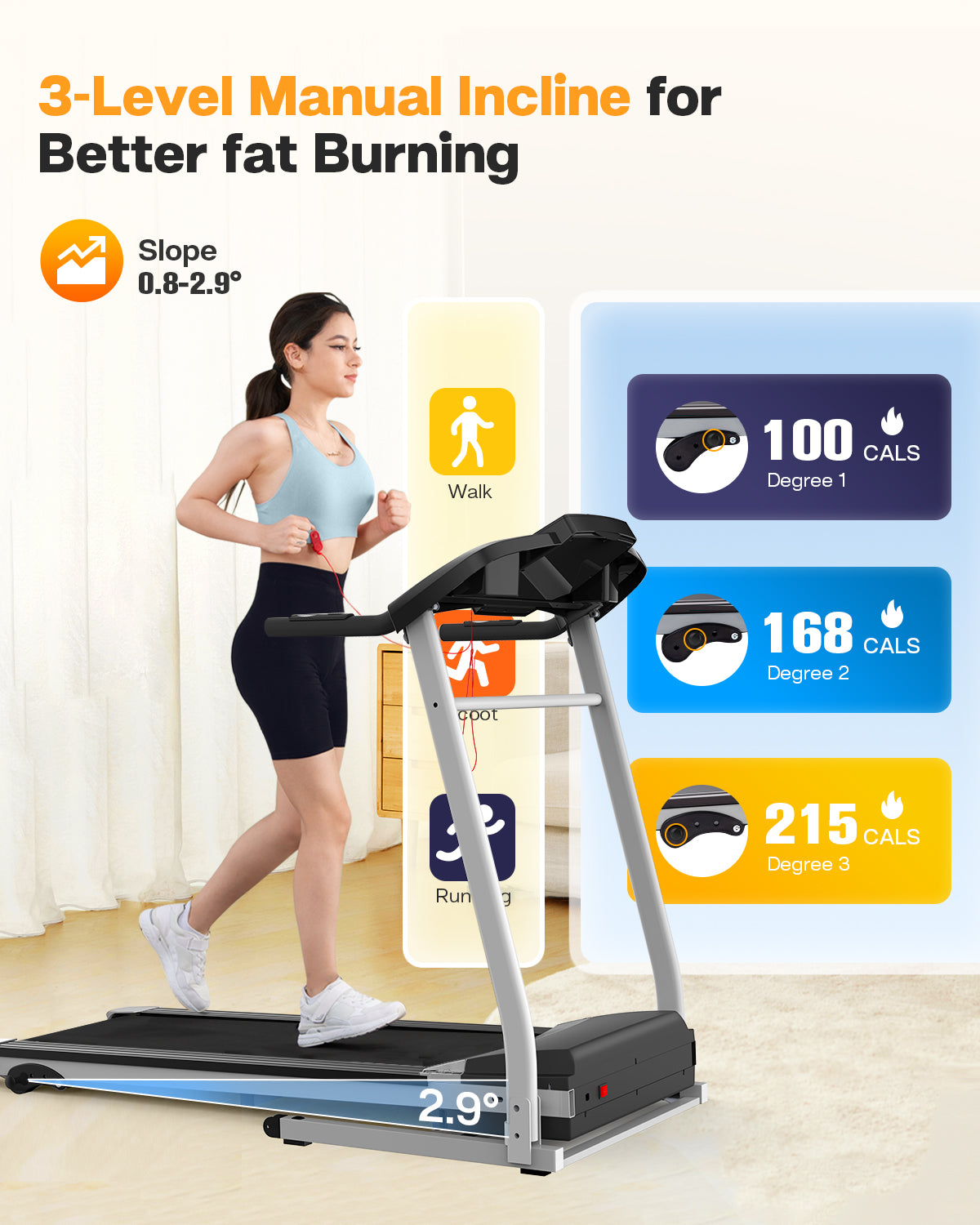 FYC Folding Treadmill with Incline - 330 LBS Weight 3.5HP Foldable Electric Machine with Bluetooth (JK370A)