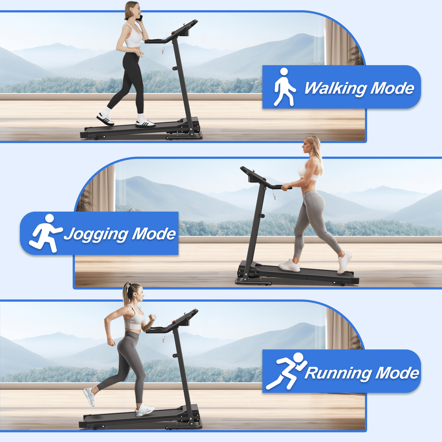 FYC Foldable Electric Treadmill for Home, 2.5HP Quiet 7.5 MPH with Heart Rate Sensor and LCD Display