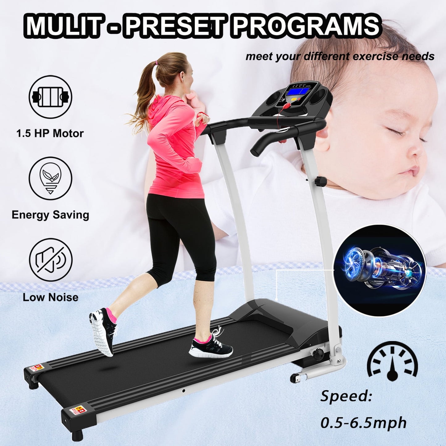 FYC Foldable Treadmill for Home, Electric Folding Treadmill with 300 lb Capacity, APP Control, Compact Design