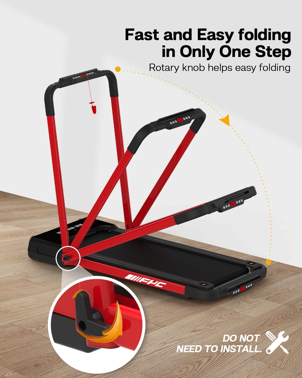 FYC Walking Pad Treadmill with Incline - 4 in 1 Under Desk Home Portable Compact Machine