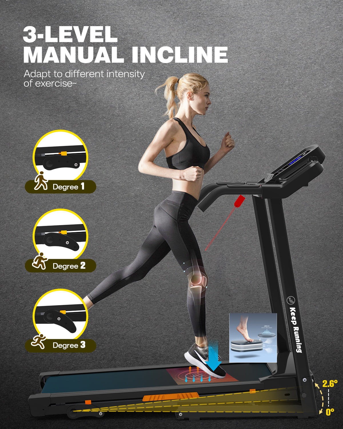 FYC 330lb Weight Capacity 3.5HP Folding Treadmill for Home with Incline Portable Electric Treadmill