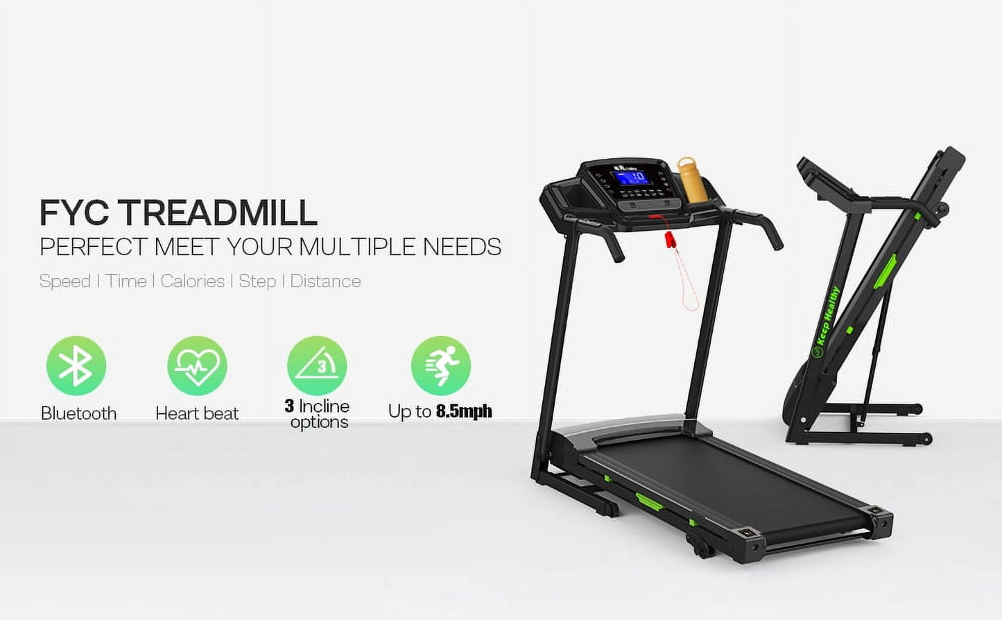 FYC 400lb Capacity 3.5 HP Treadmill with 15% Auto Incline for Home - Heavy Duty Foldable Treadmill with APP/Bluetooth - 18 Inch Wide Belt Folding Treadmill