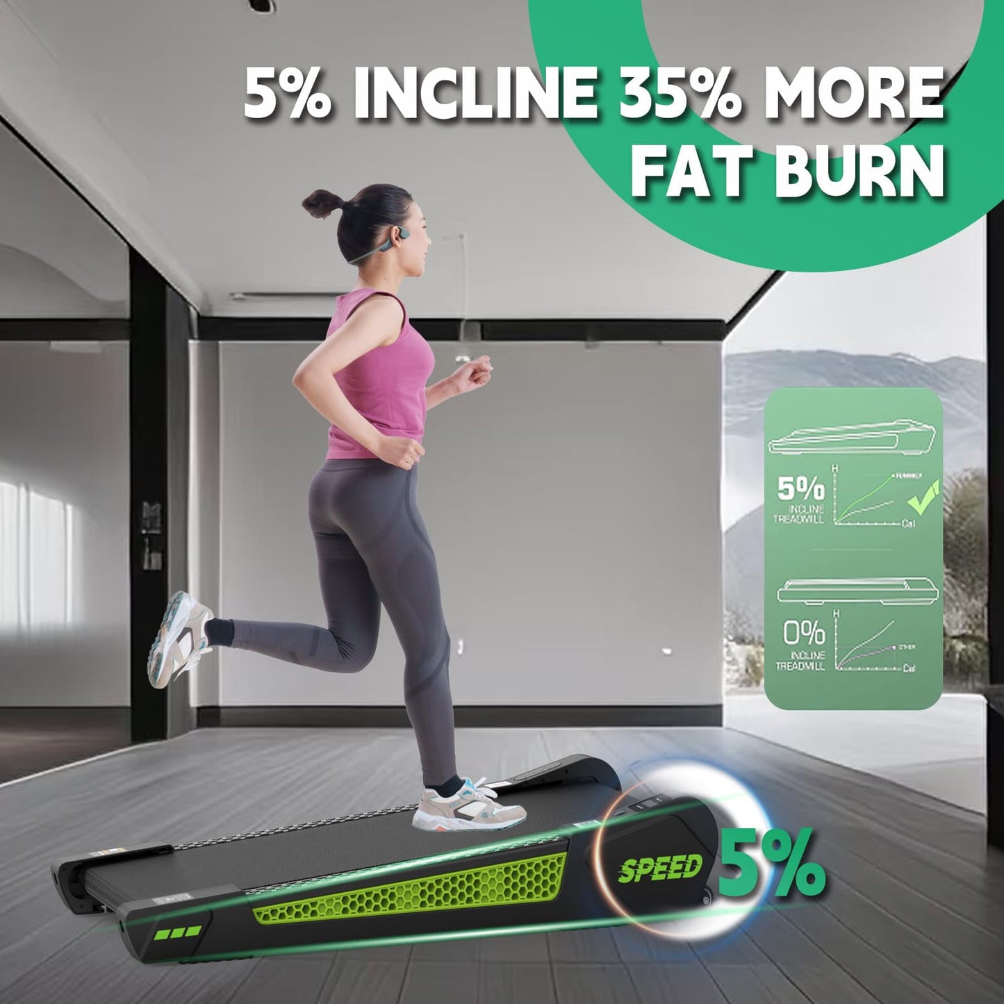 FYC Walking Pad with Incline - 4 in 1 Under Desk Treadmill for Home Portable Lightweight Compact Running Machine Walking Jogging for Home Office