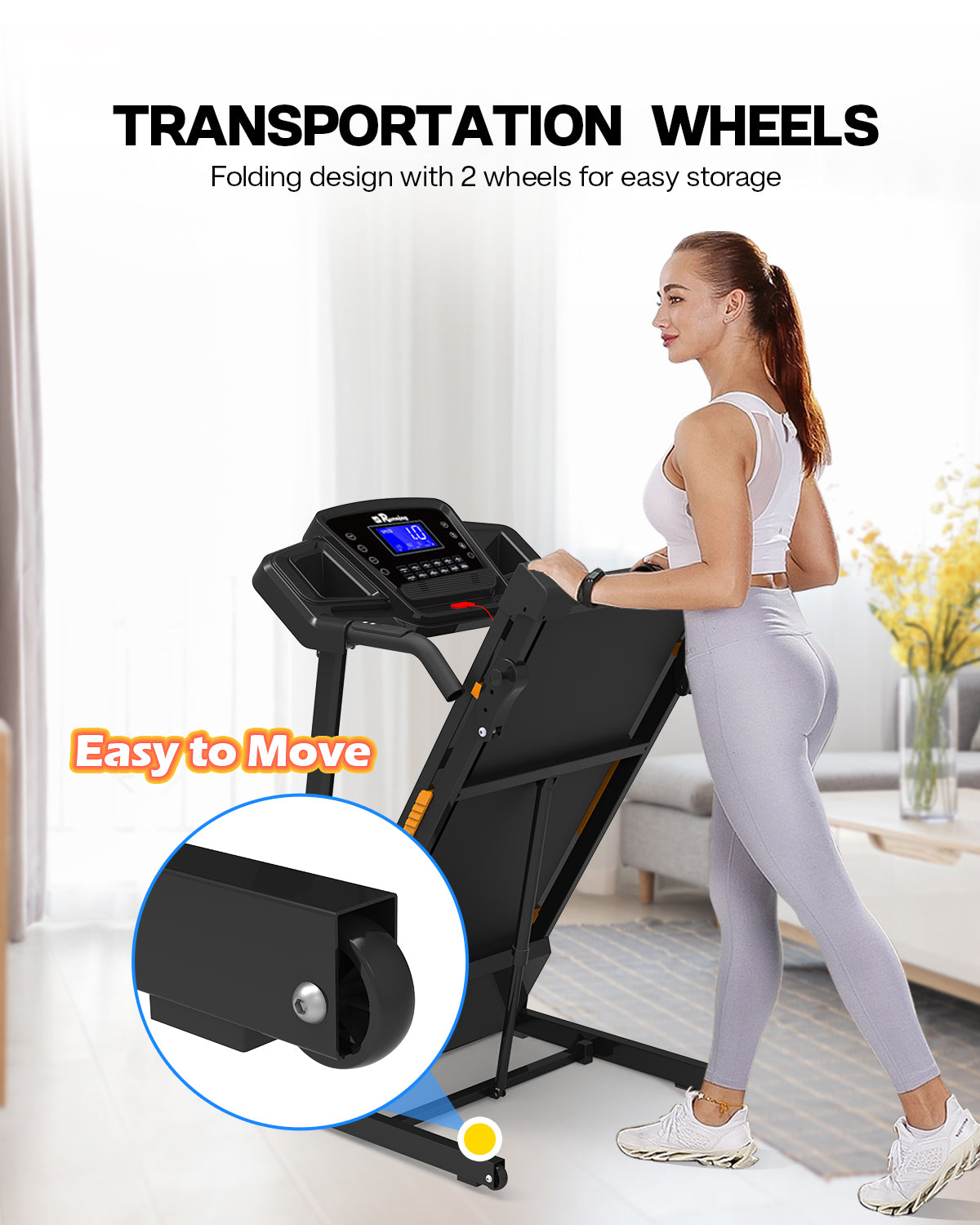 FYC 330lb Weight Capacity 3.5HP Folding Treadmill for Home with Incline Portable Electric Treadmill