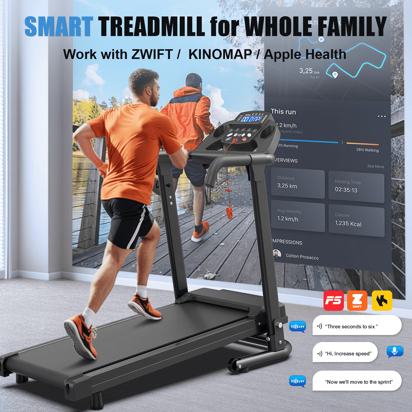 FYC Foldable Treadmill for Home, Electric Folding Treadmill with 300 lb Capacity, APP Control, Compact Design
