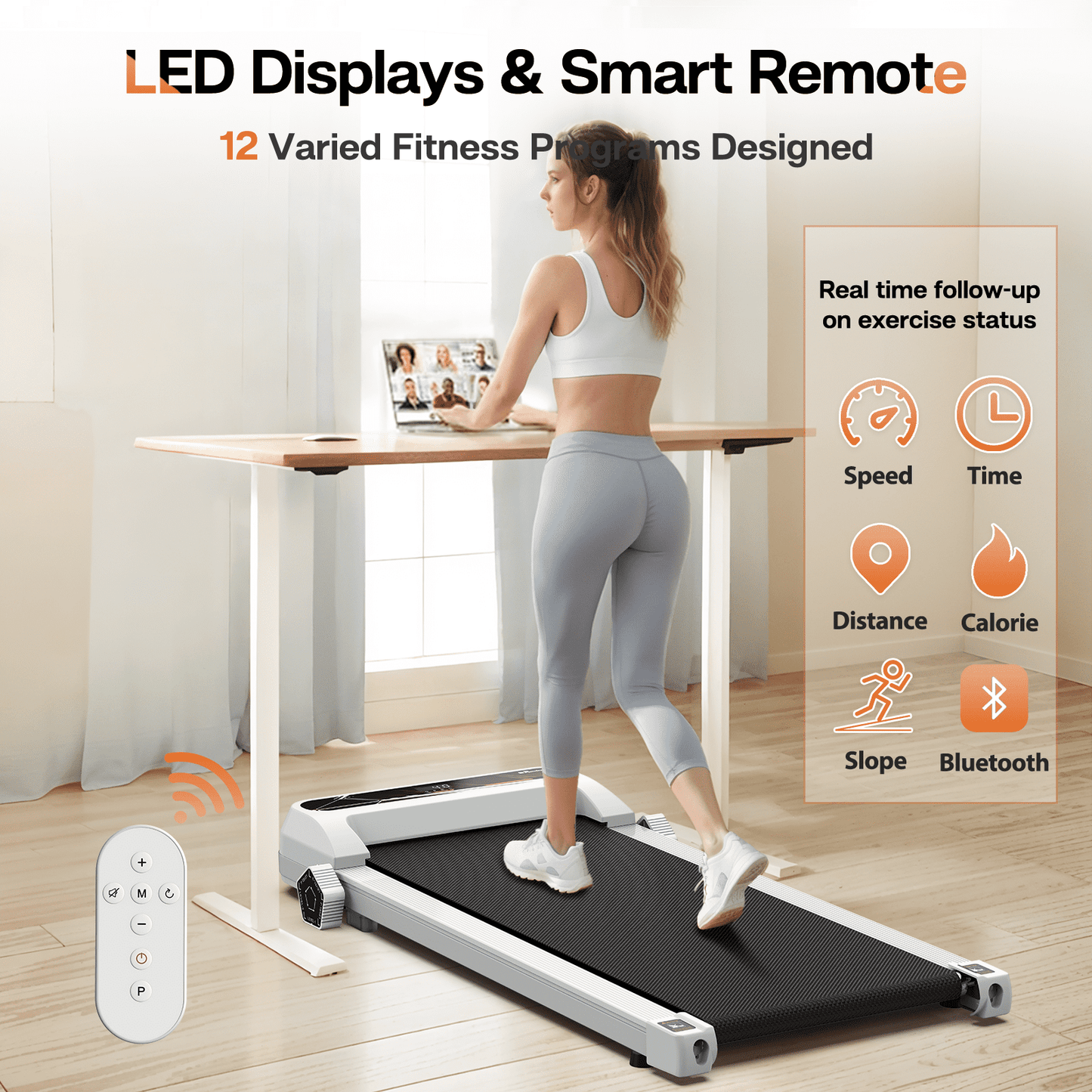 FYC Walking Pad with Incline - 4 in 1 Under Desk Treadmill for Home Portable Lightweight Compact Running Machine Walking Jogging for Home Office