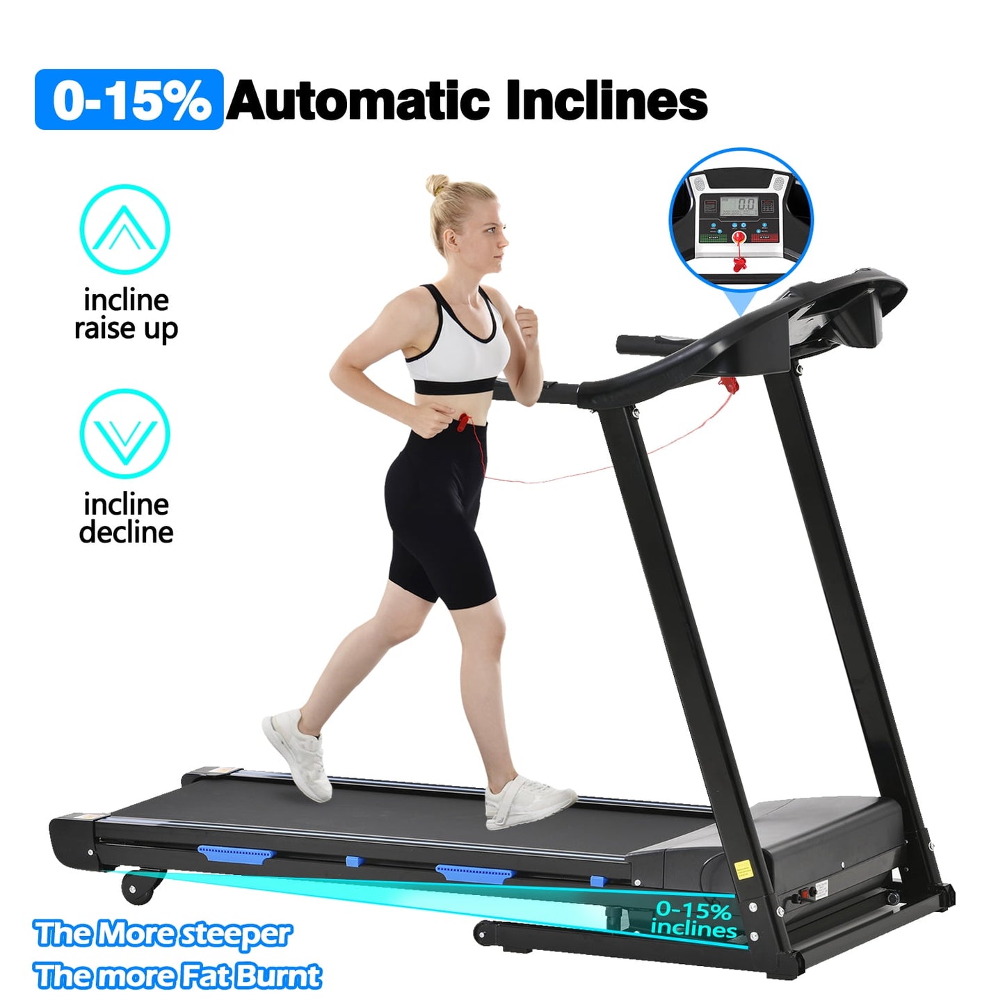 FYC 400lb Capacity 3.5 HP Treadmill with 15% Auto Incline for Home - Heavy Duty Foldable Treadmill with APP/Bluetooth - 18 Inch Wide Belt Folding Treadmill