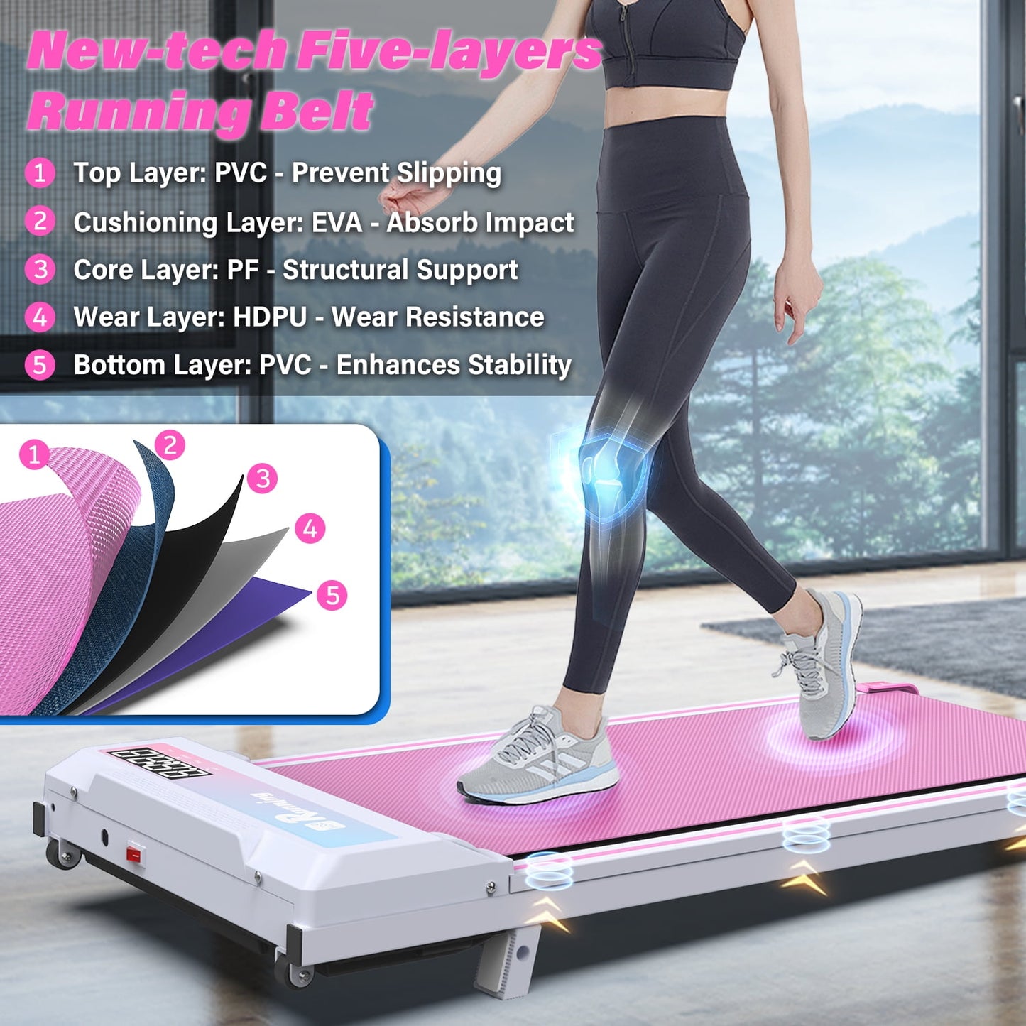 FYC Walking Pad with Incline - 4 in 1 Under Desk Treadmill for Home Portable Lightweight Compact Running Machine Walking Jogging for Home Office