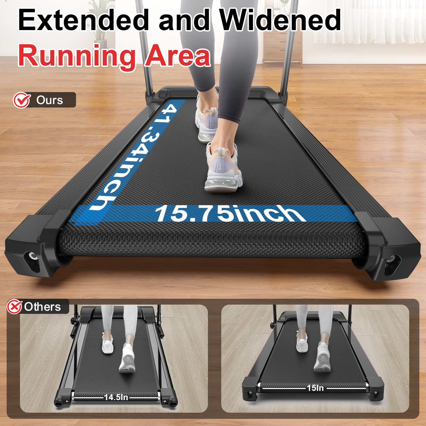 Walking Mat Treadmills Portable for Home & Office LED Display, 265 LB Capacity, Space-Saving Compact Walking Jogging Running Machine